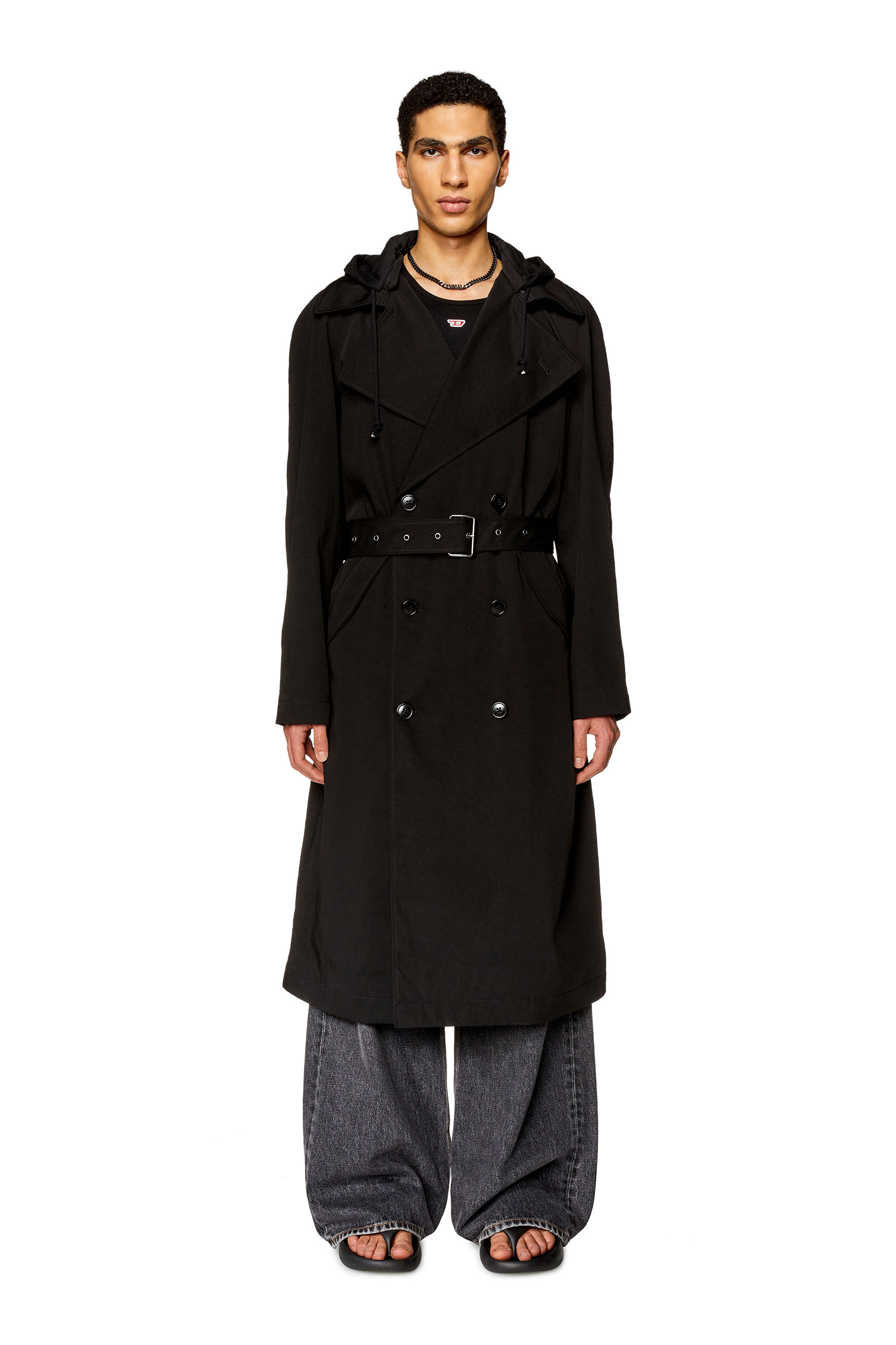 Men s Trench in nylon twill with hood J MATTHEW Diesel