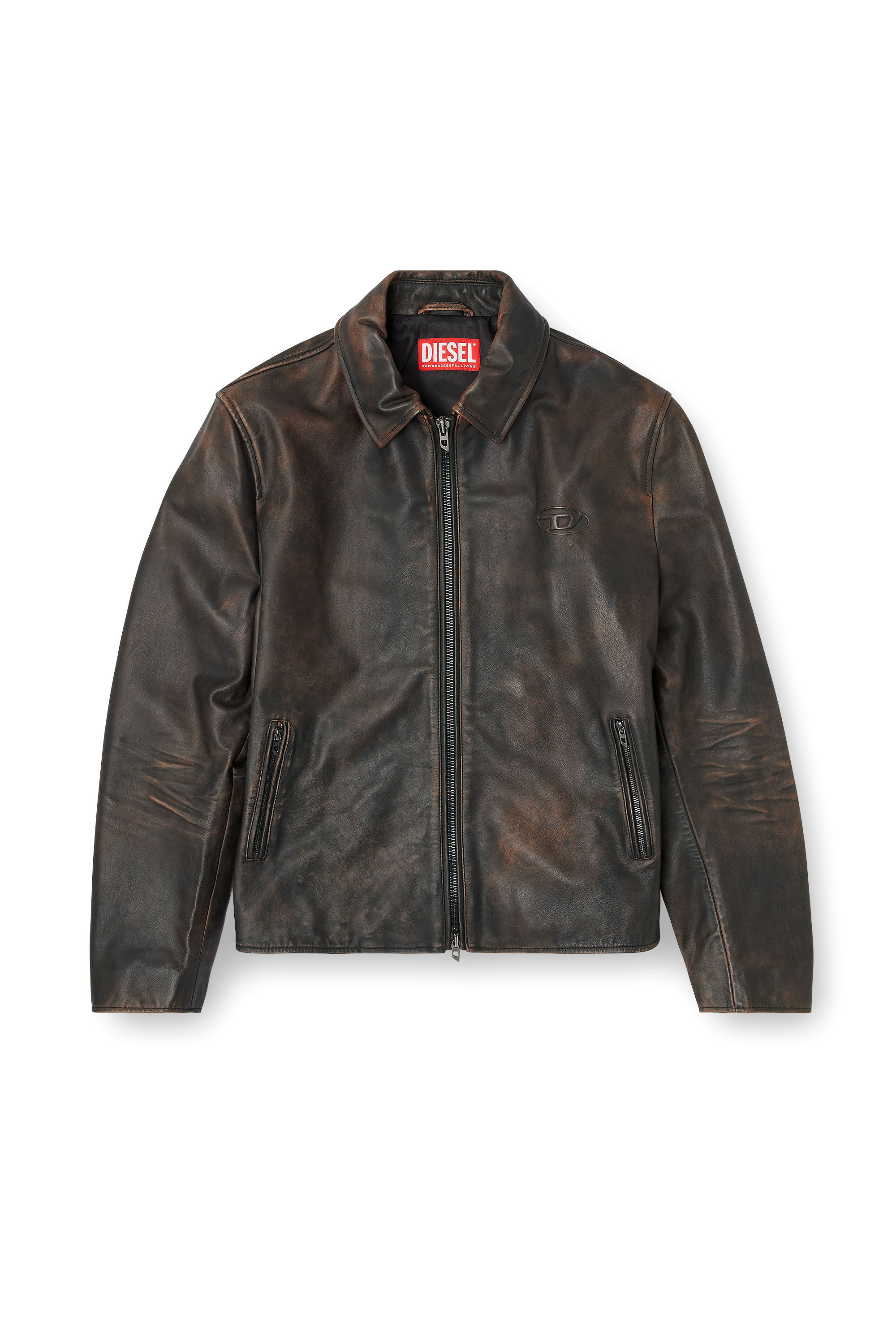 Men's Coach jacket in treated leather | Brown | Diesel