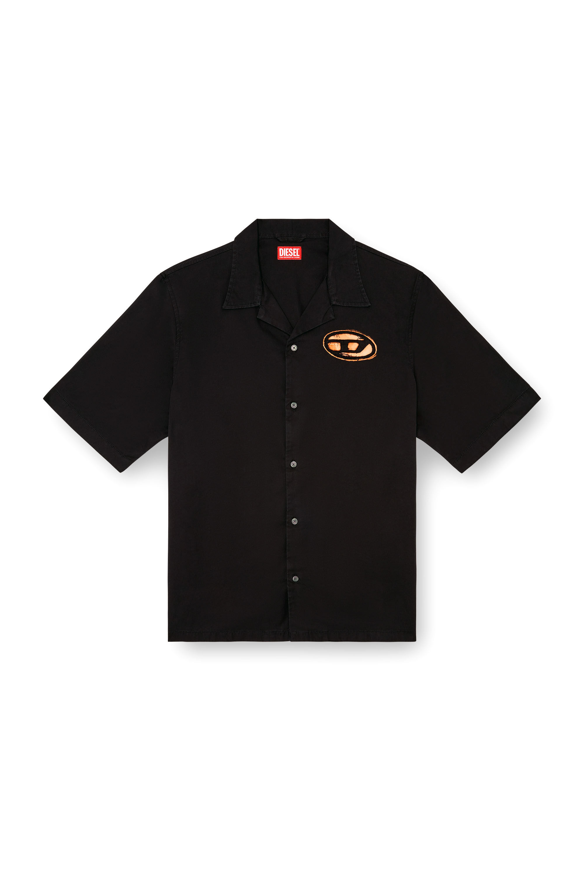 Men s Bowling shirt with bleached effect Black Diesel