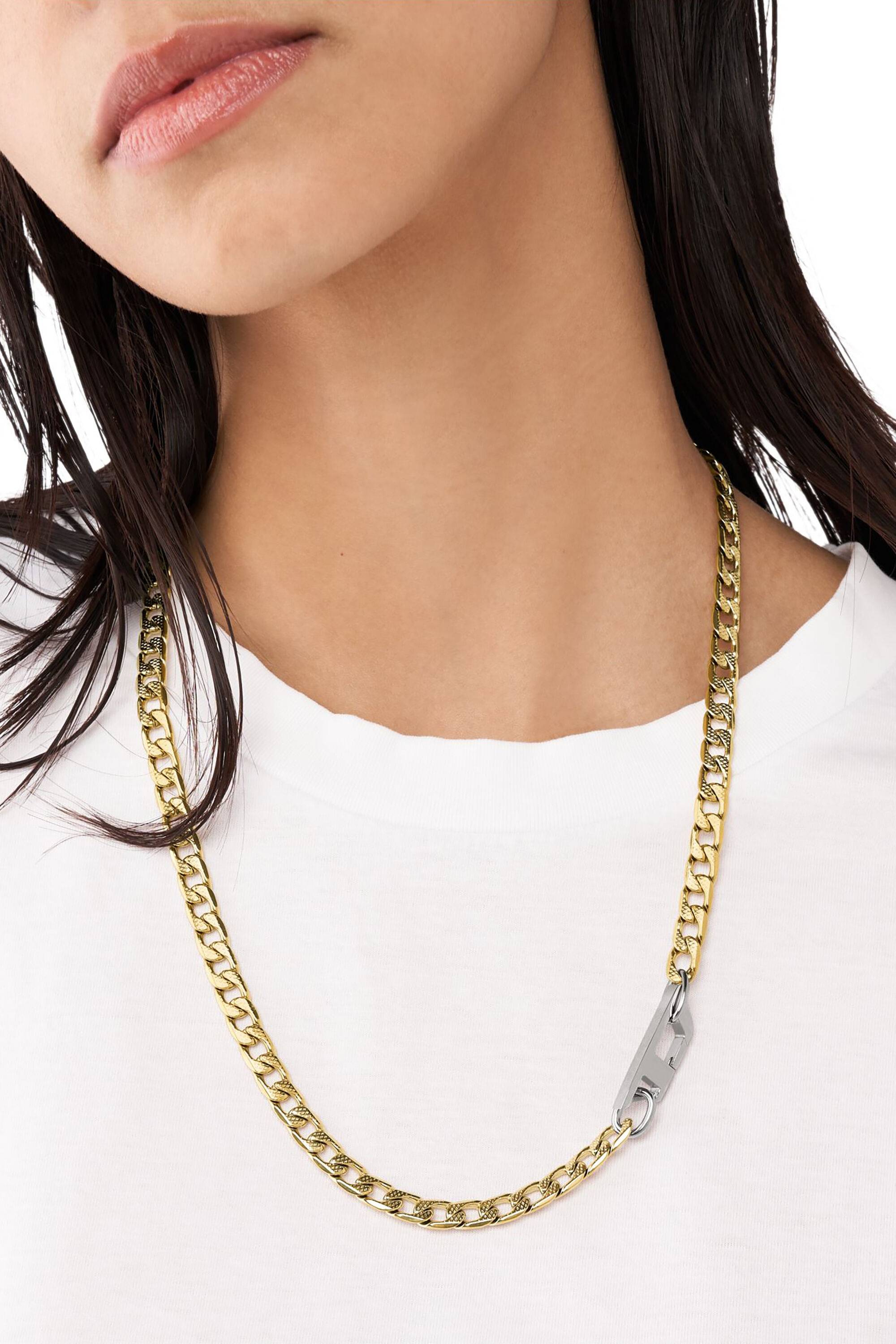 Women's D Logo Two-Tone Chain Necklace | Oro | Diesel