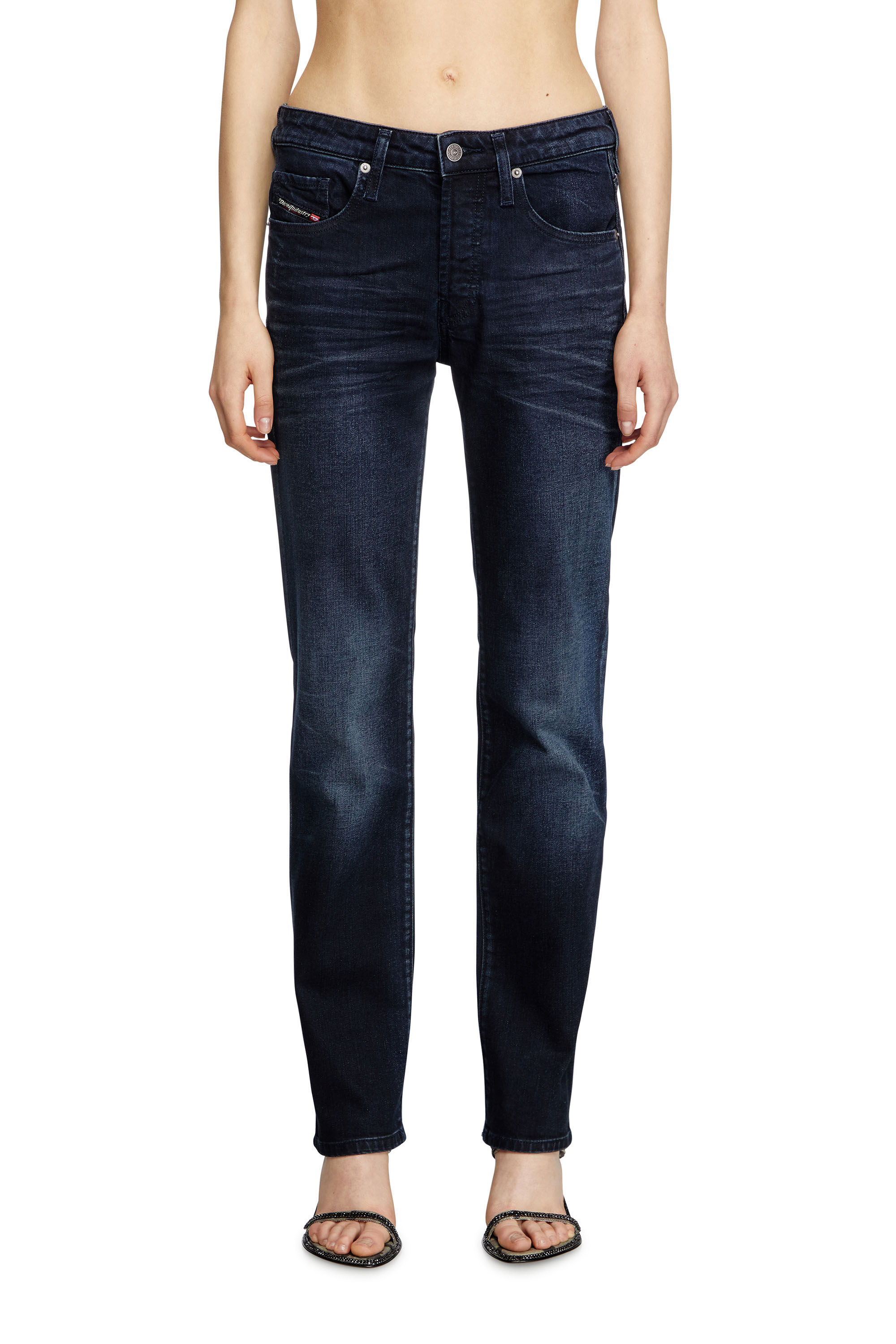 X651 Distressed Circle Knee Denim - Blue | mnml | shop now