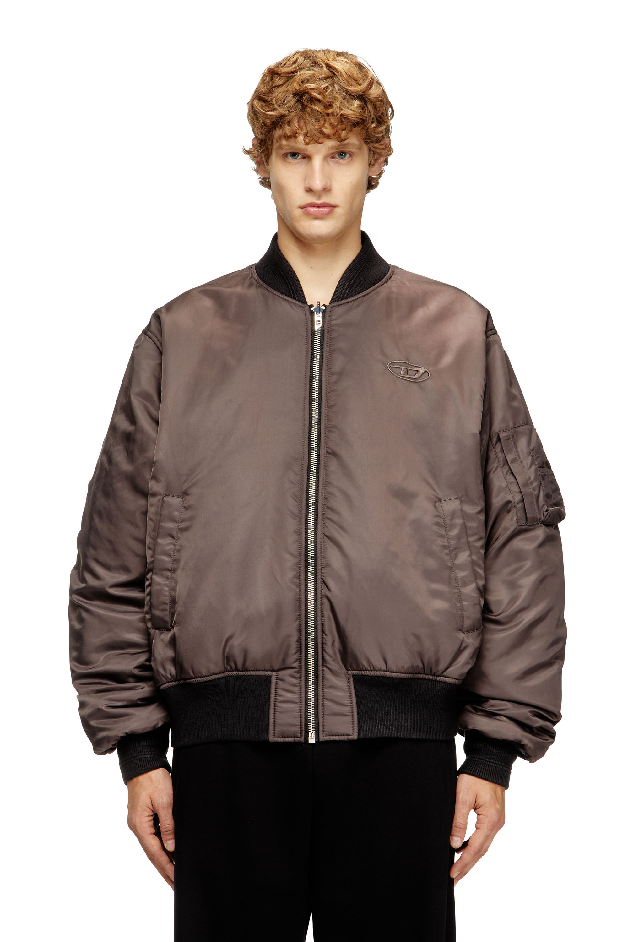 Men's Padded bomber jacket with Oval D embroidery | Black | Diesel