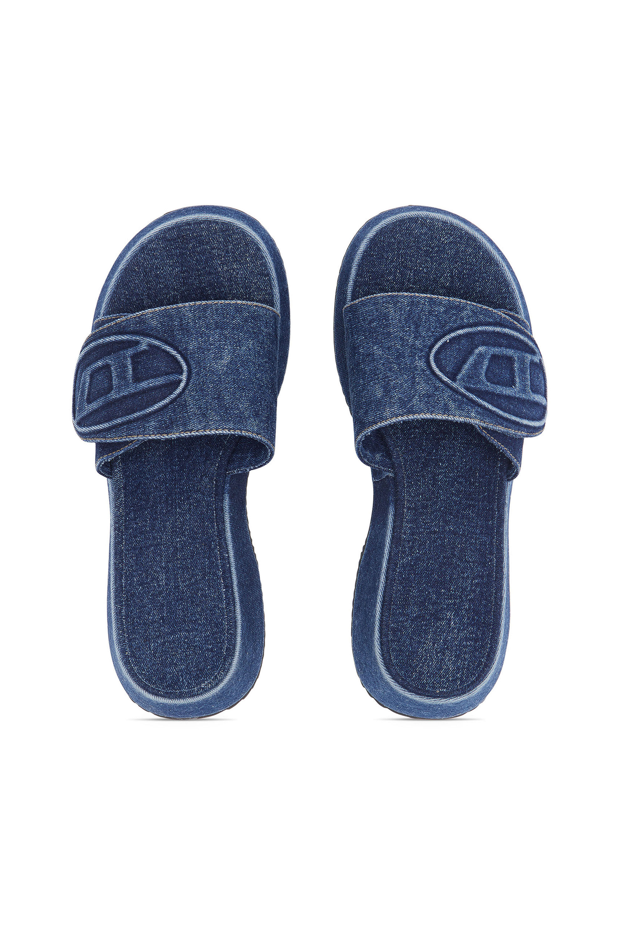 Women's Sa-Oval D-Denim slide sandals with Oval D strap | Blue 