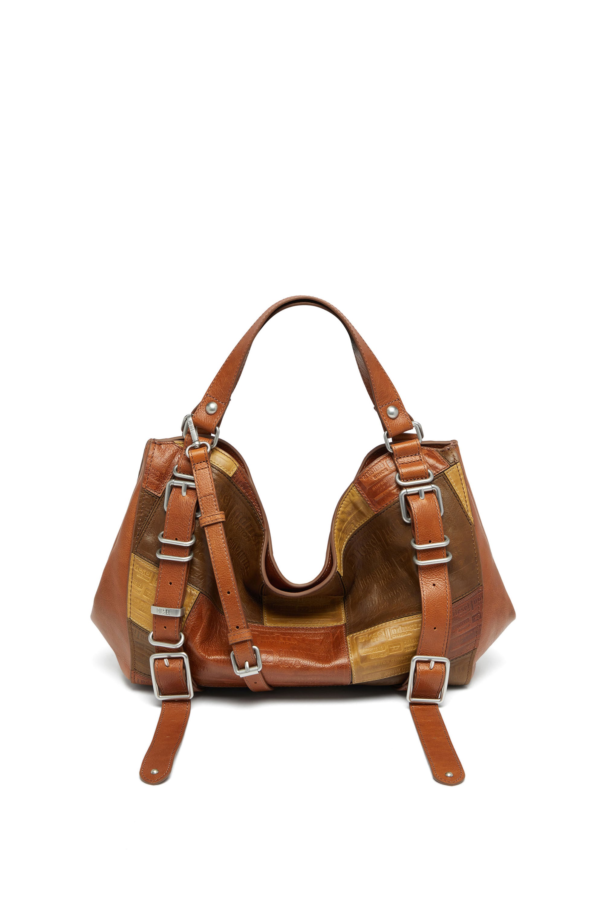 ナ*ト様 DIESEL ハンドバッグ ブラウン レザー Women's D-One-Medium top-handle bag in patchwork leather | Brown
