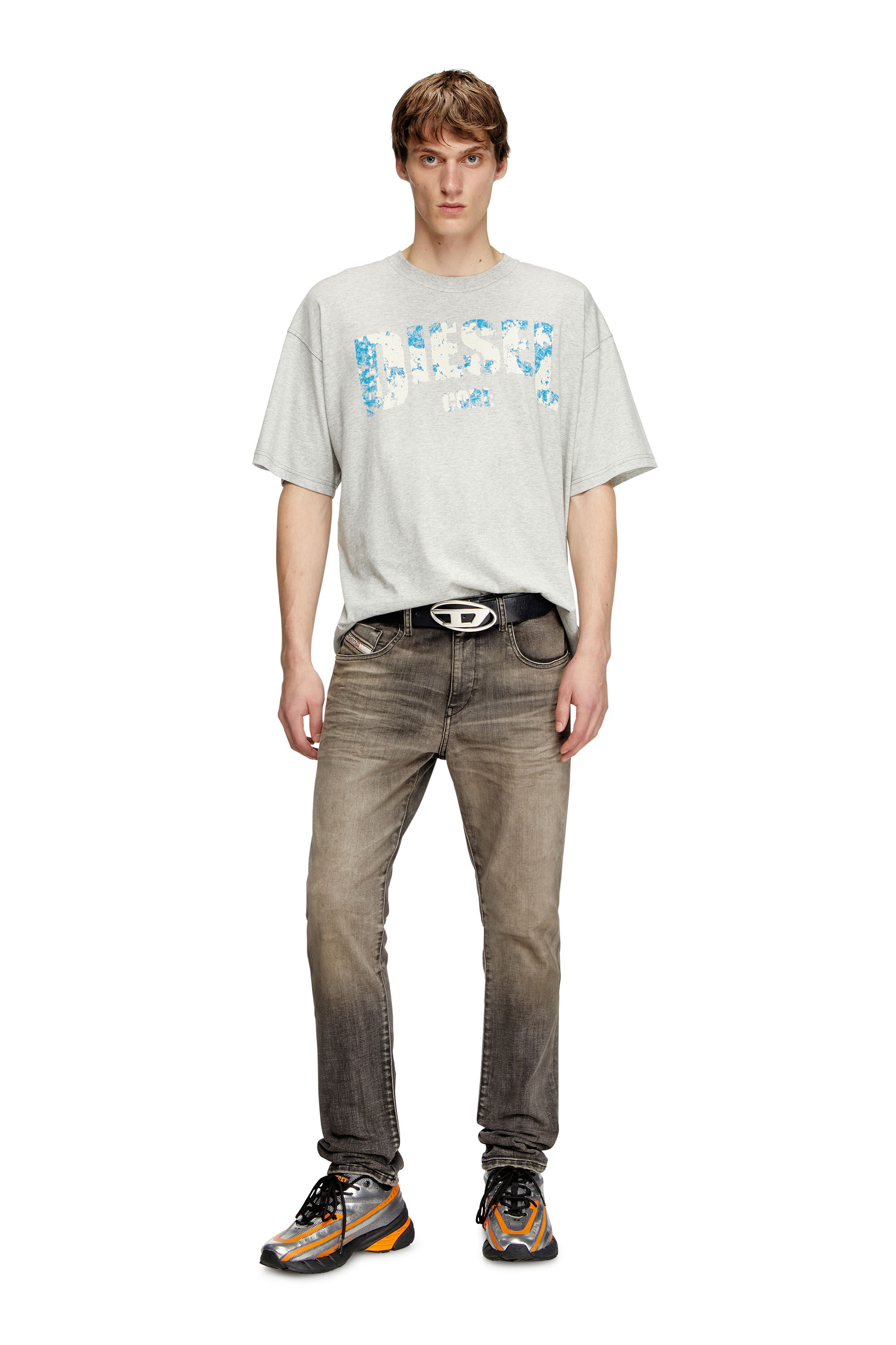 Diesel - T-ADJUST-R25, Man's T-shirt with Diesel Core print in Grey - 1