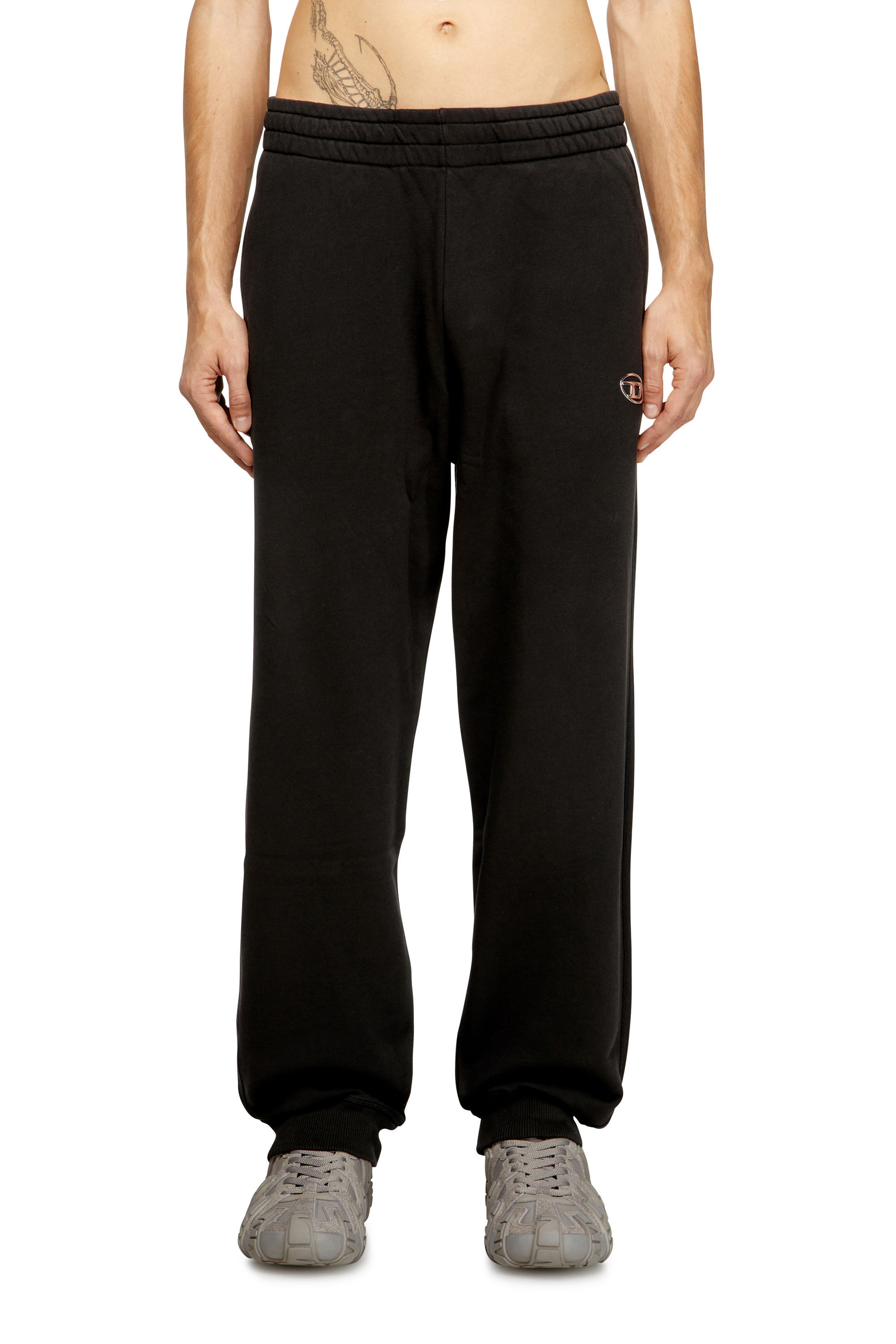 Men's Cotton pants with metallic Oval D | Black | Diesel TR