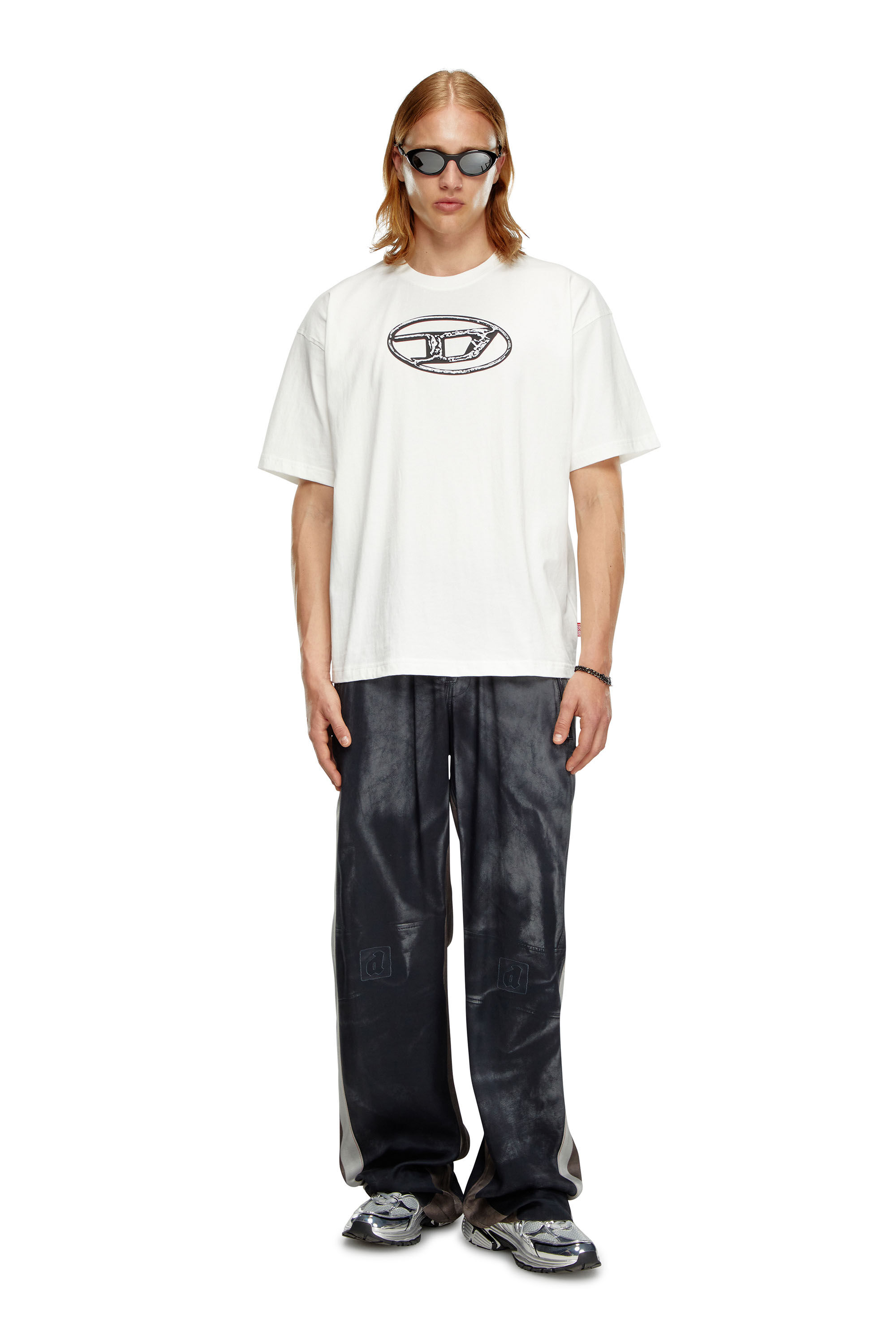 Men's Faded T-shirt with Oval D print | White | Diesel