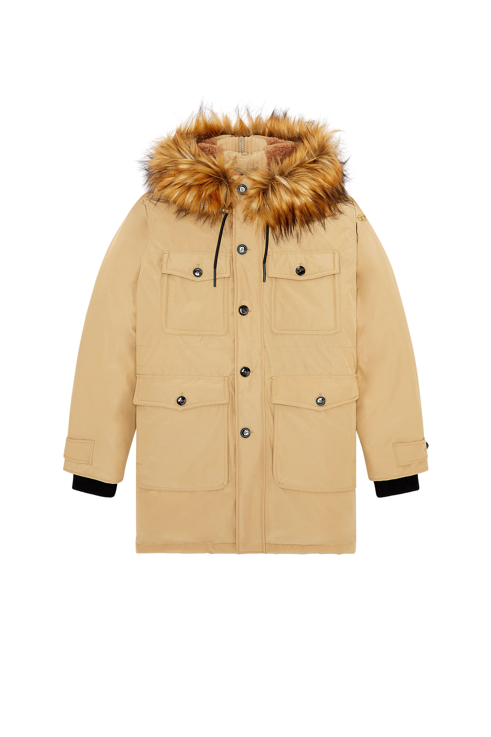 Men's Padded parka with fluffy trim at hood | Brown | Diesel