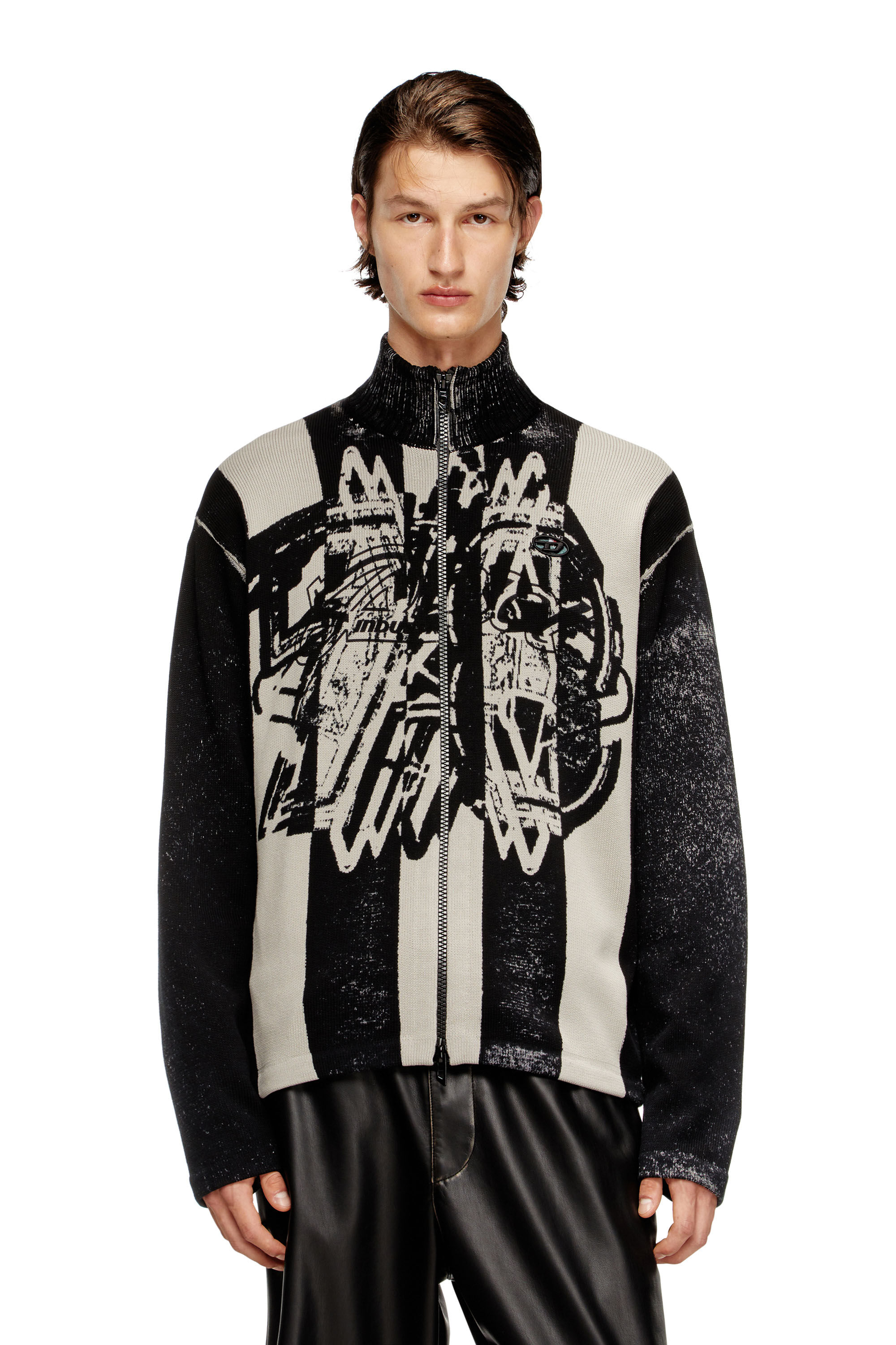 Men's Inside-print striped zipped cardigan | Multicolor | Diesel