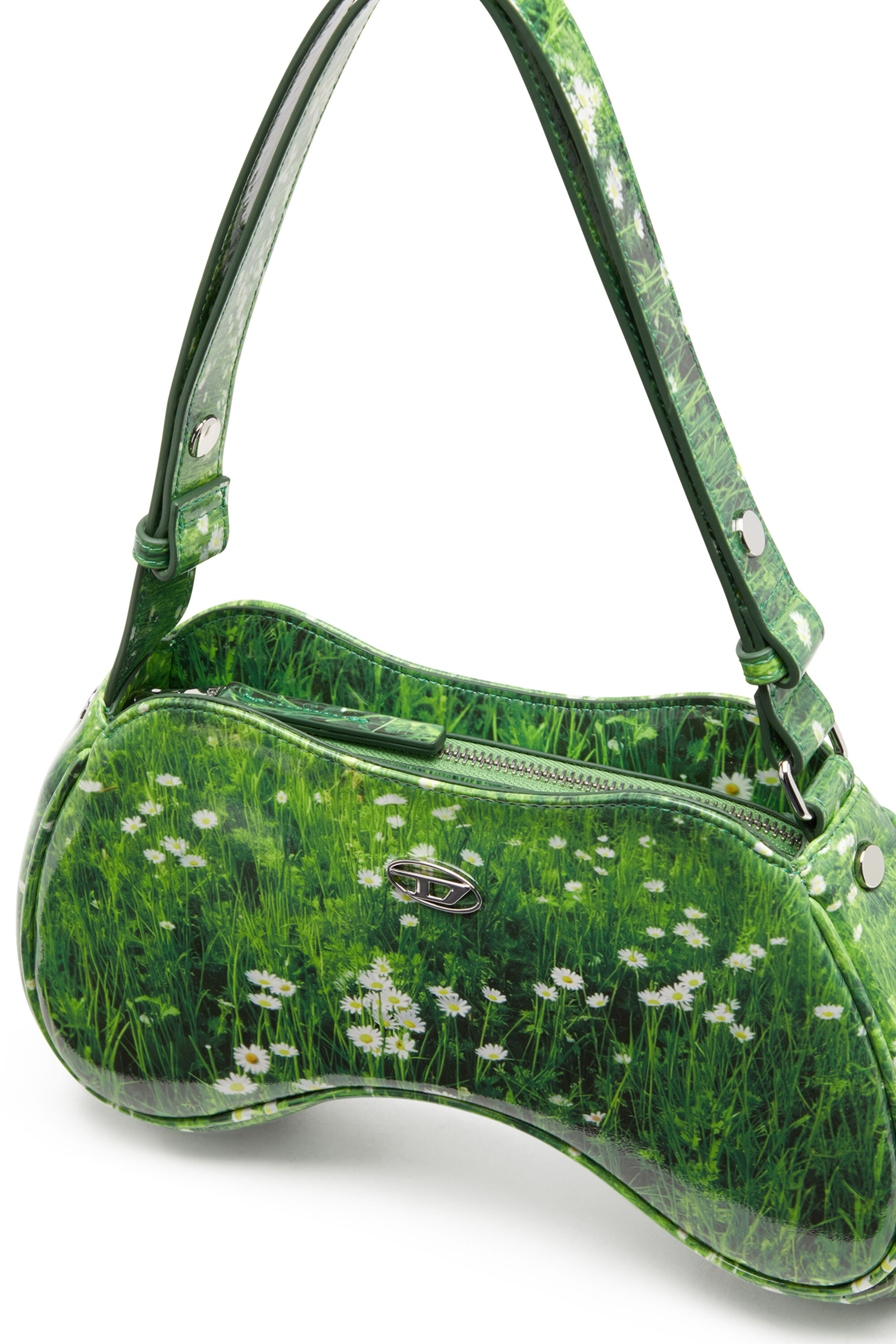 Women's Play-Glossy shoulder bag with print | Green | Diesel