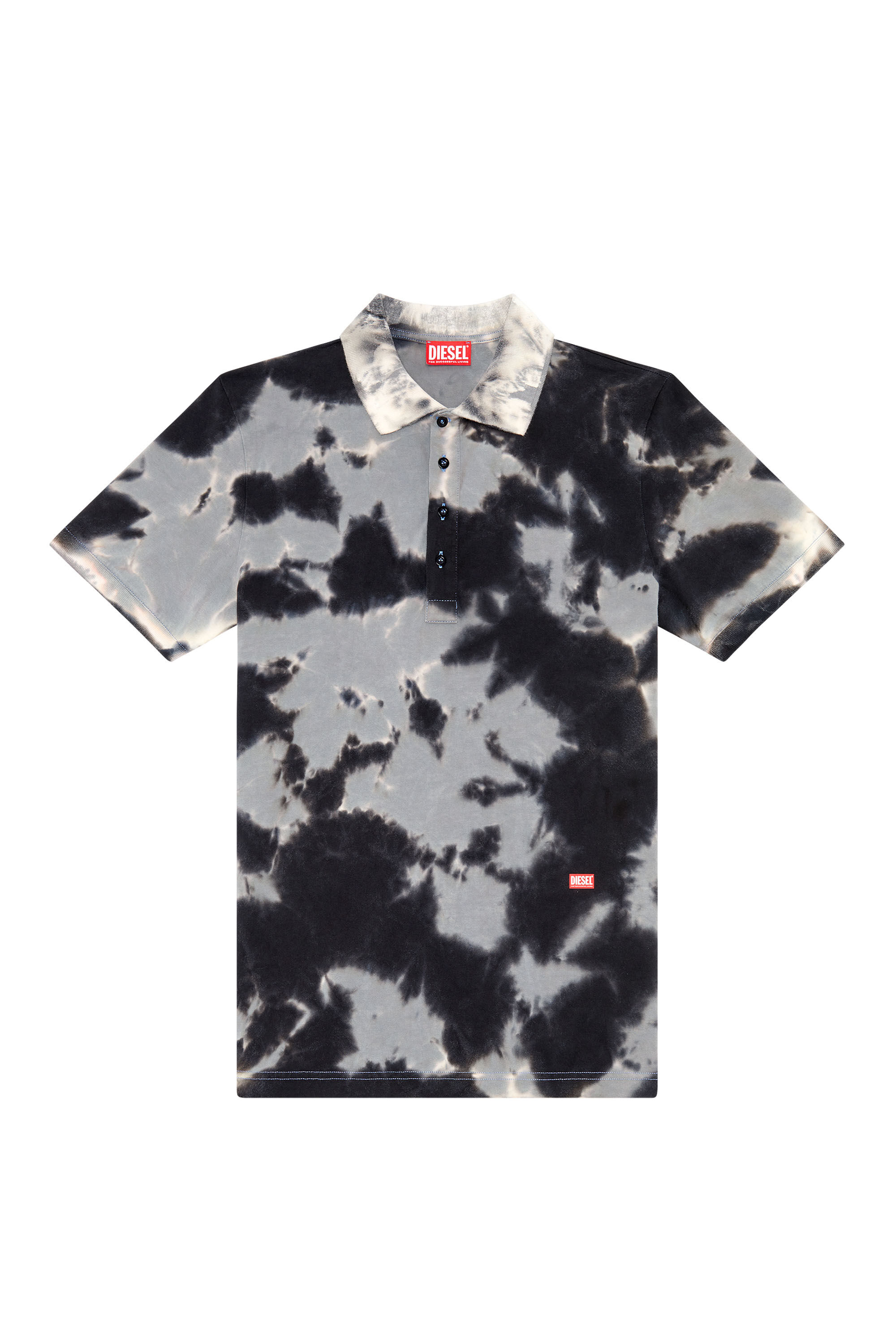 Diesel - T-GIAC, Man's Tie-dyed jersey polo shirt in Black - 1
