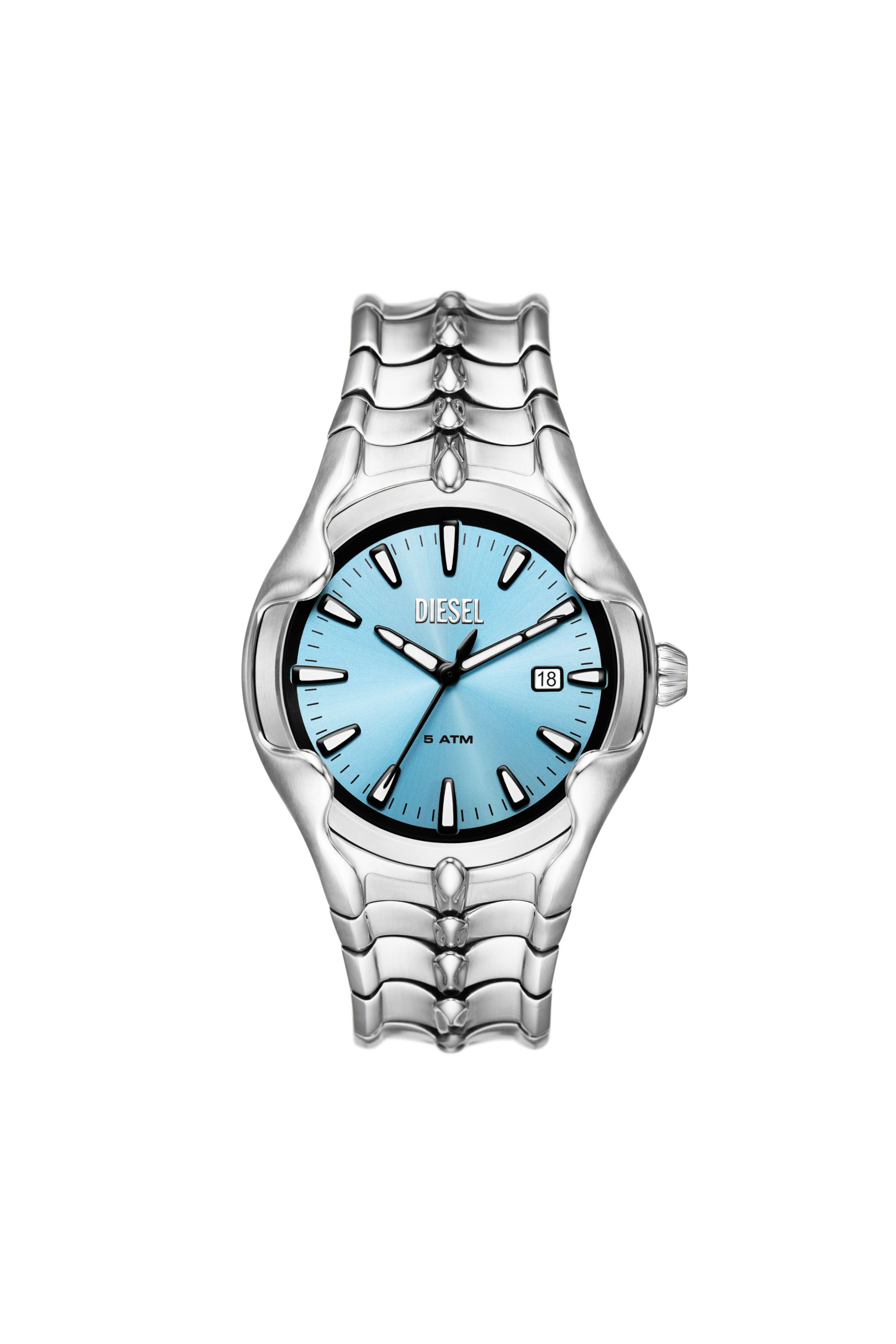 Men's Vert three-hand date stainless steel watch | Silver | Diesel