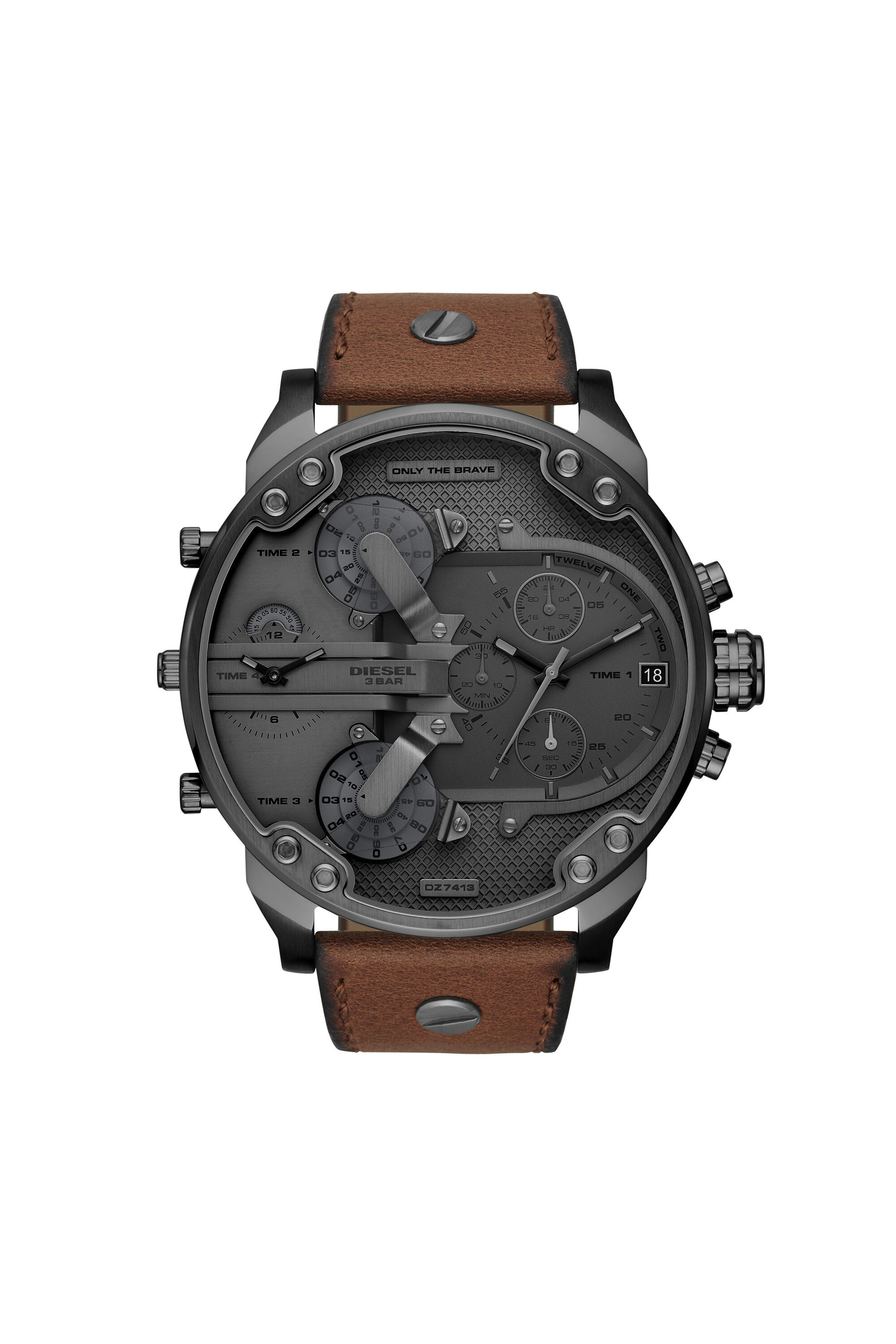DZ7413 Man: Mr. Daddy 2.0 chronograph watch in brown leather | Diesel