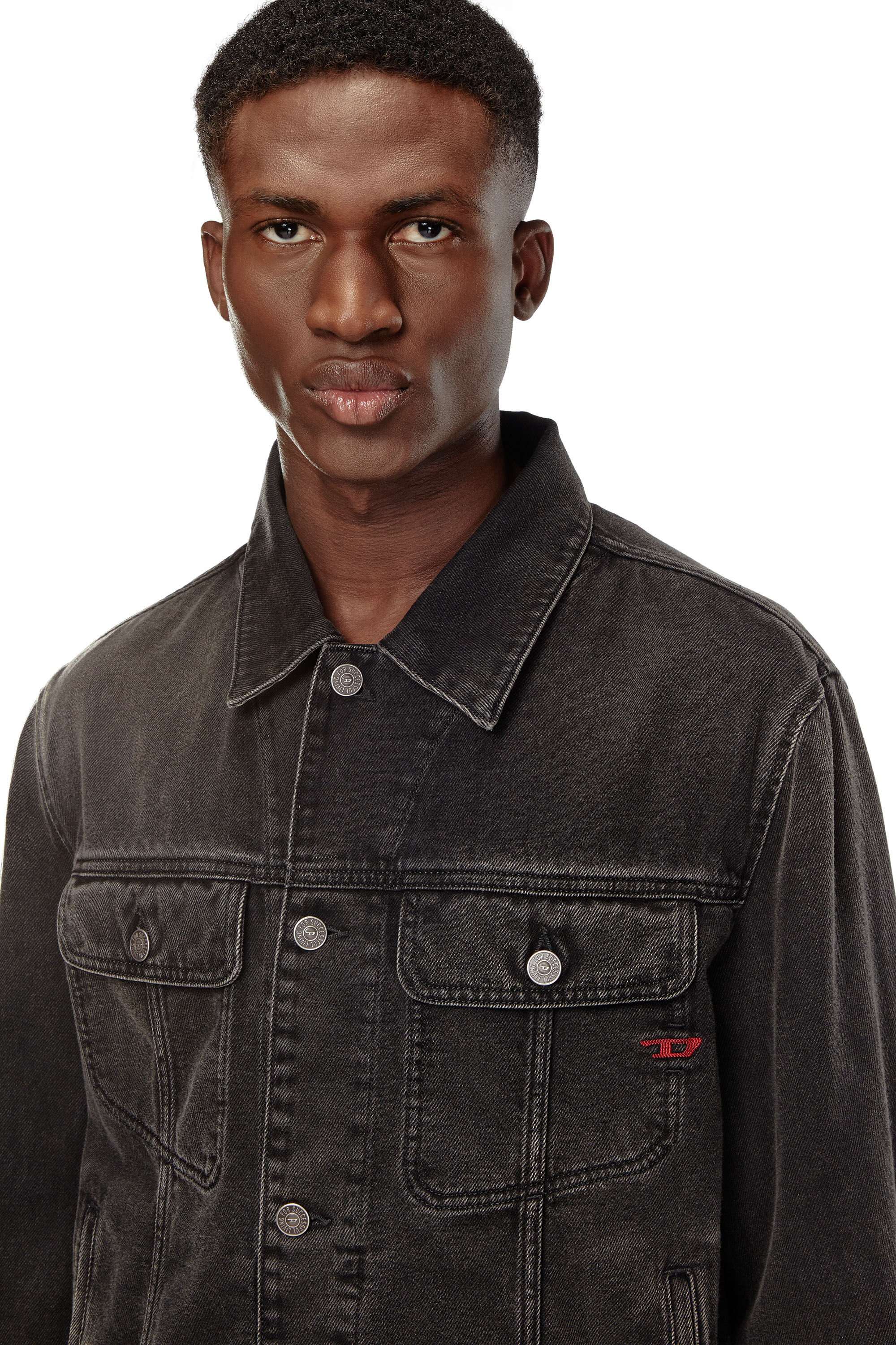 【送料&関税込】Diesel Black Cotton Denim Jacket - Unisex Men's Regular-fit trucker jacket | Black | Diesel