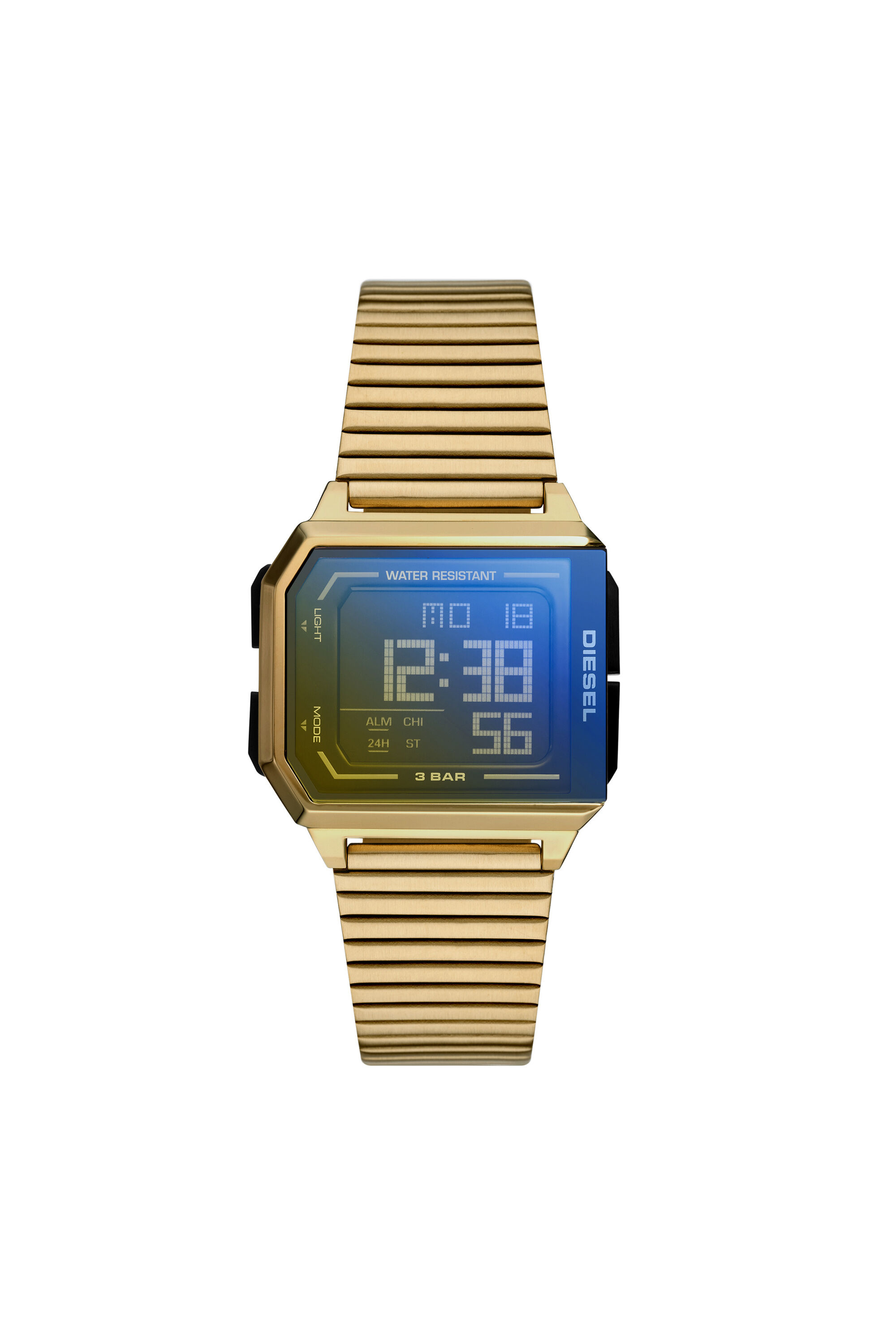 DZ1969 Chopped digital gold tone stainless steel watch Diesel