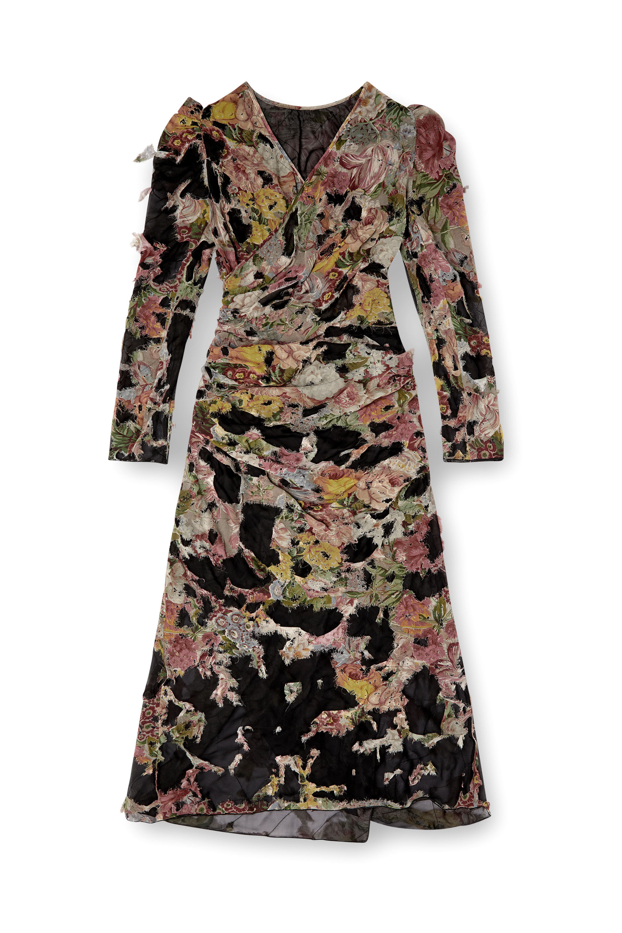 Women's Burnout midi dress in floral viscose | Black | Diesel
