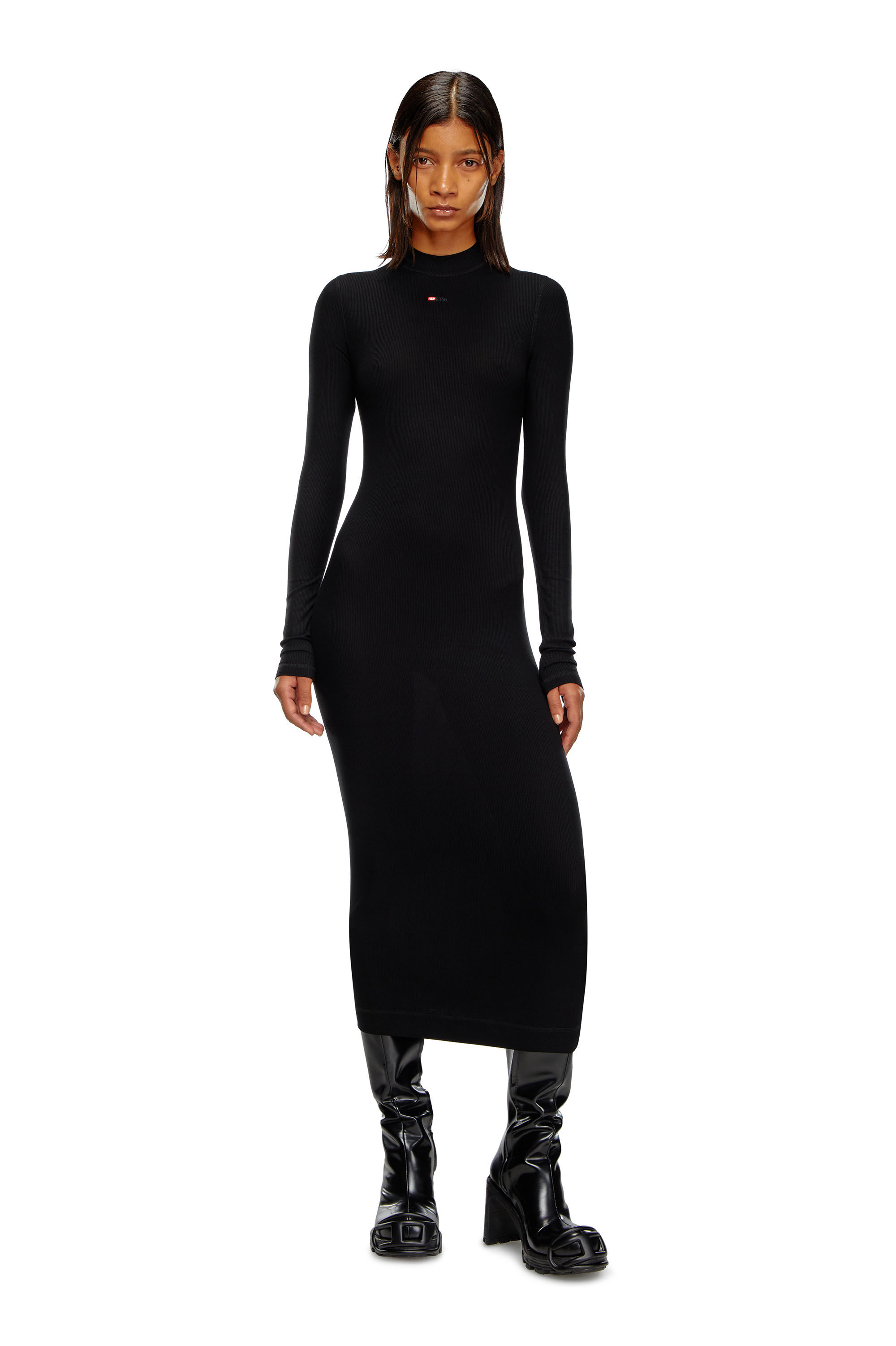Black roll neck midi dress 2025