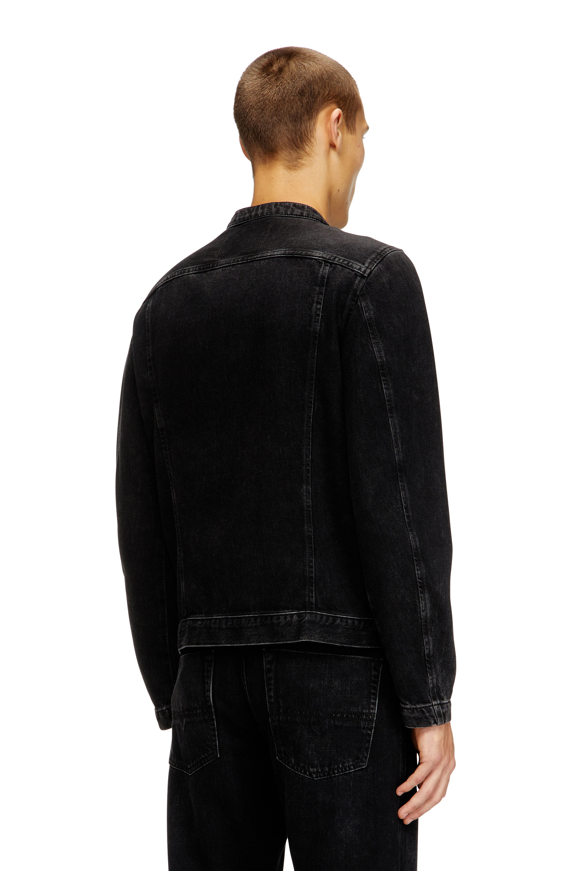 Men's Moto jacket in clean-wash denim | Black | Diesel