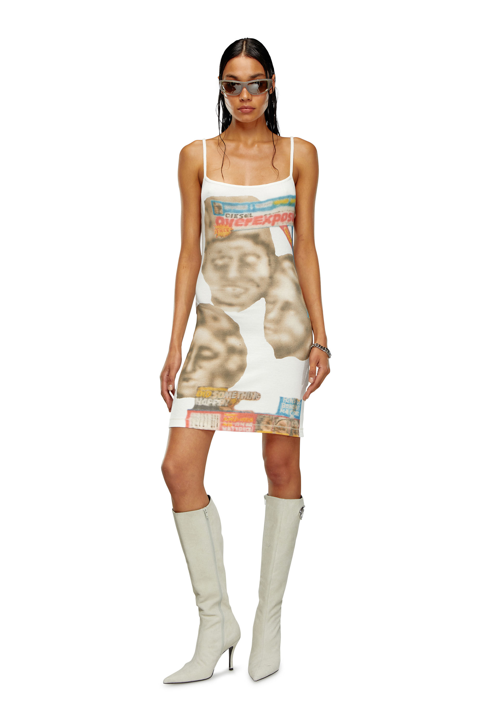 Women's Short bodycon dress with graphic prints | White | Diesel