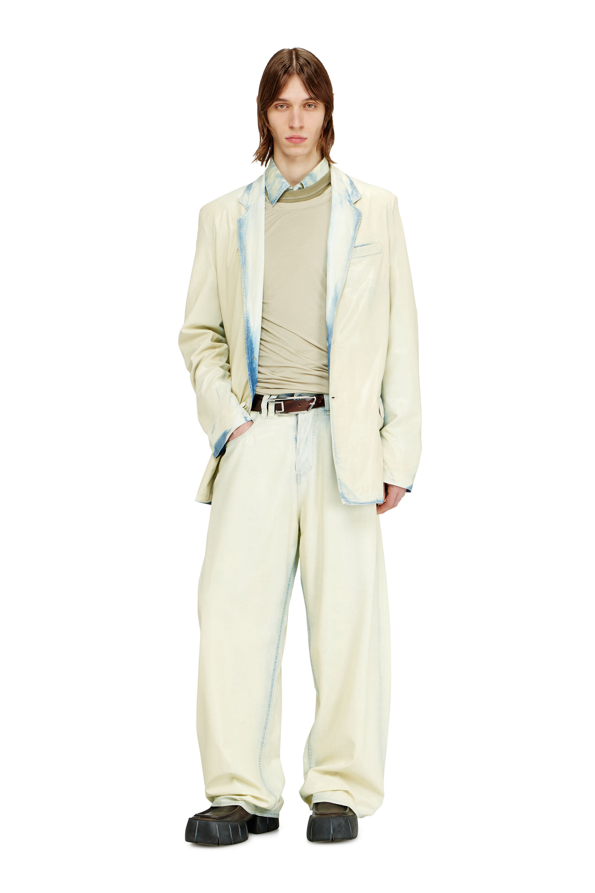 Men's Blazer in fluid X-Ray bleach denim | Blue | Diesel TR