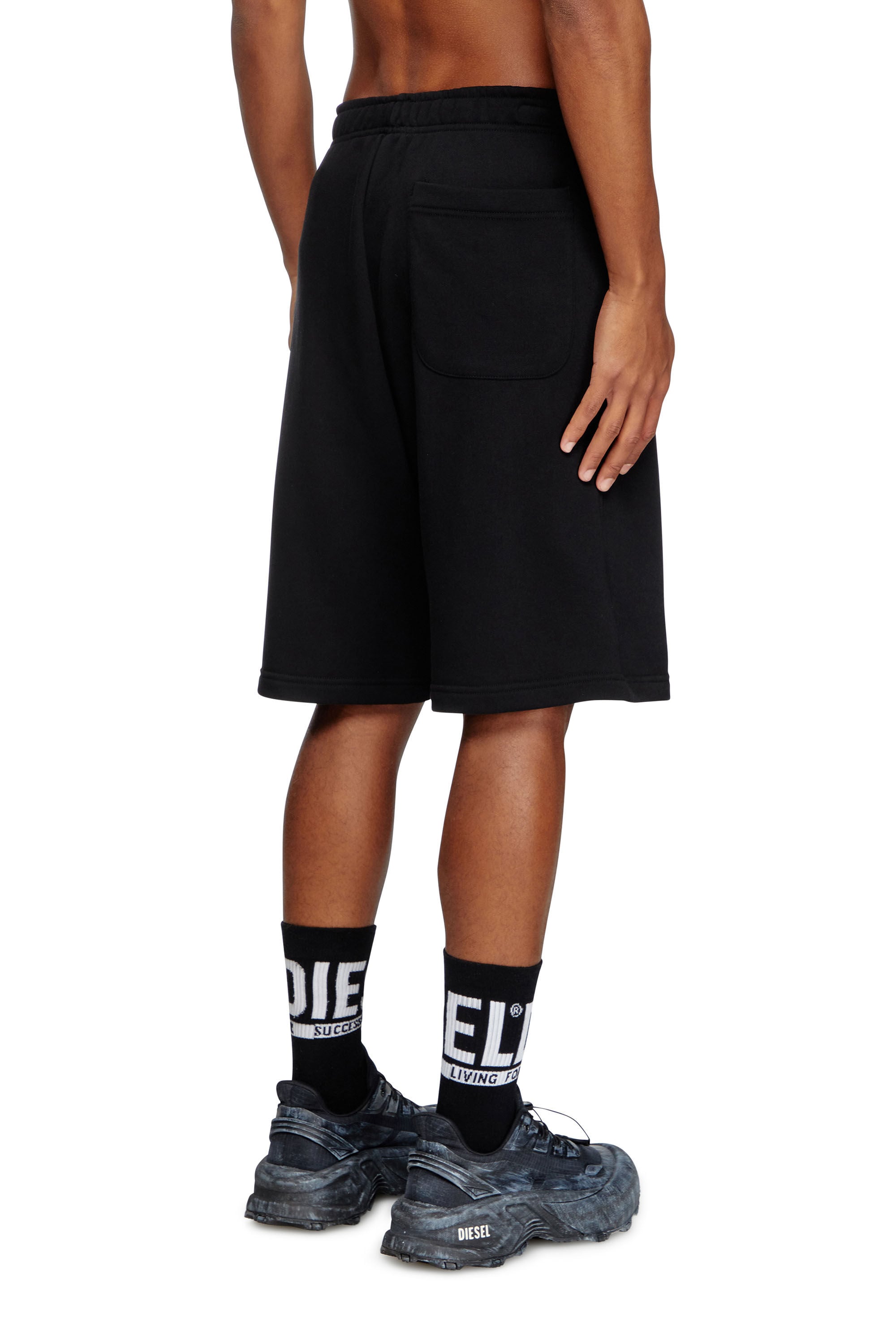Men's Sweat shorts with silver Oval D | Black | Diesel TR