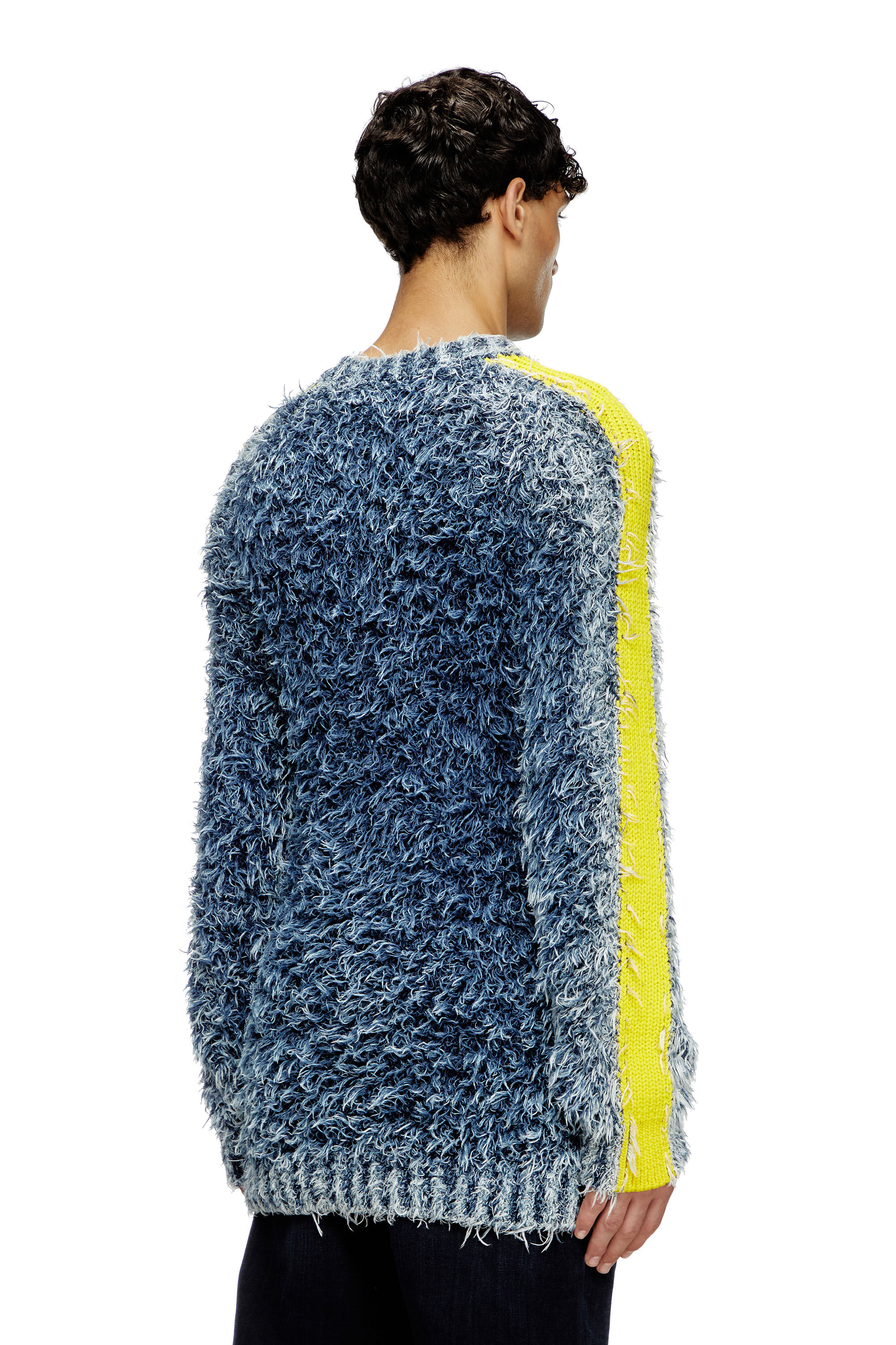 Men's Textured-knit jumper with contrast bands | Blue | Diesel Men's Textured-knit jumper with contrast bands | Blue | Diesel