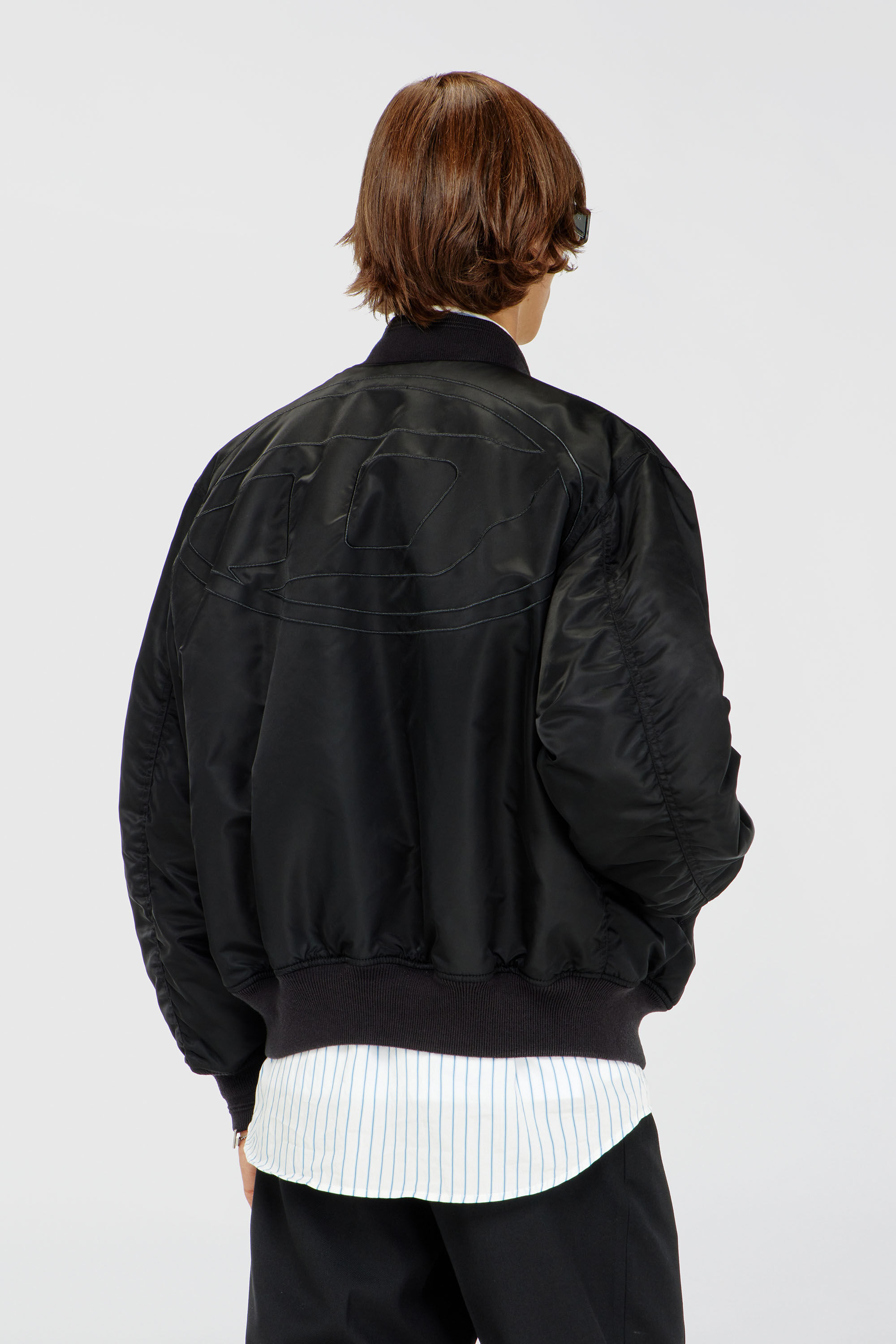 Men's Padded bomber jacket with Oval D embroidery | Black | Diesel TR