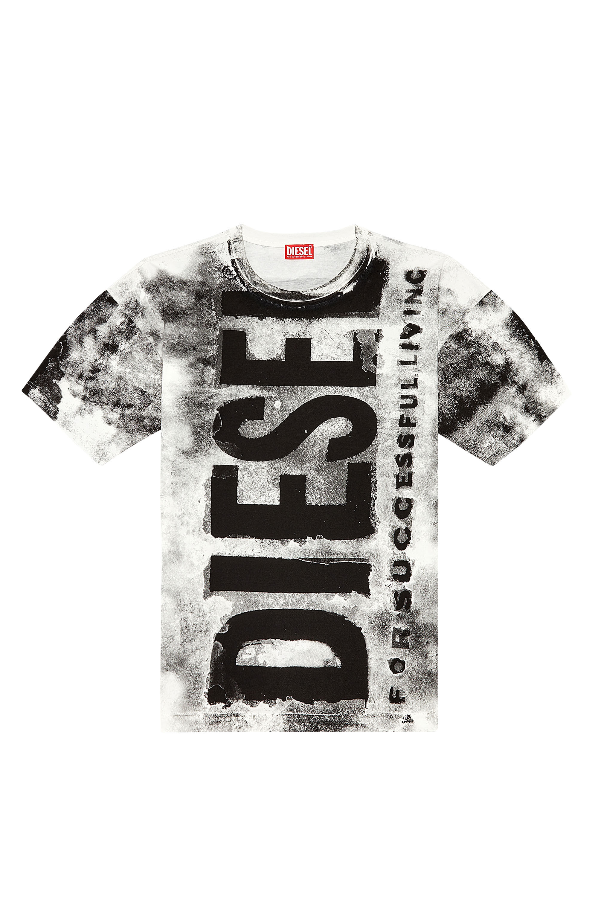 Diesel - T-BOXT-BISC, Man's T-shirt with maxi bleeding logos in Grey/Black - 2