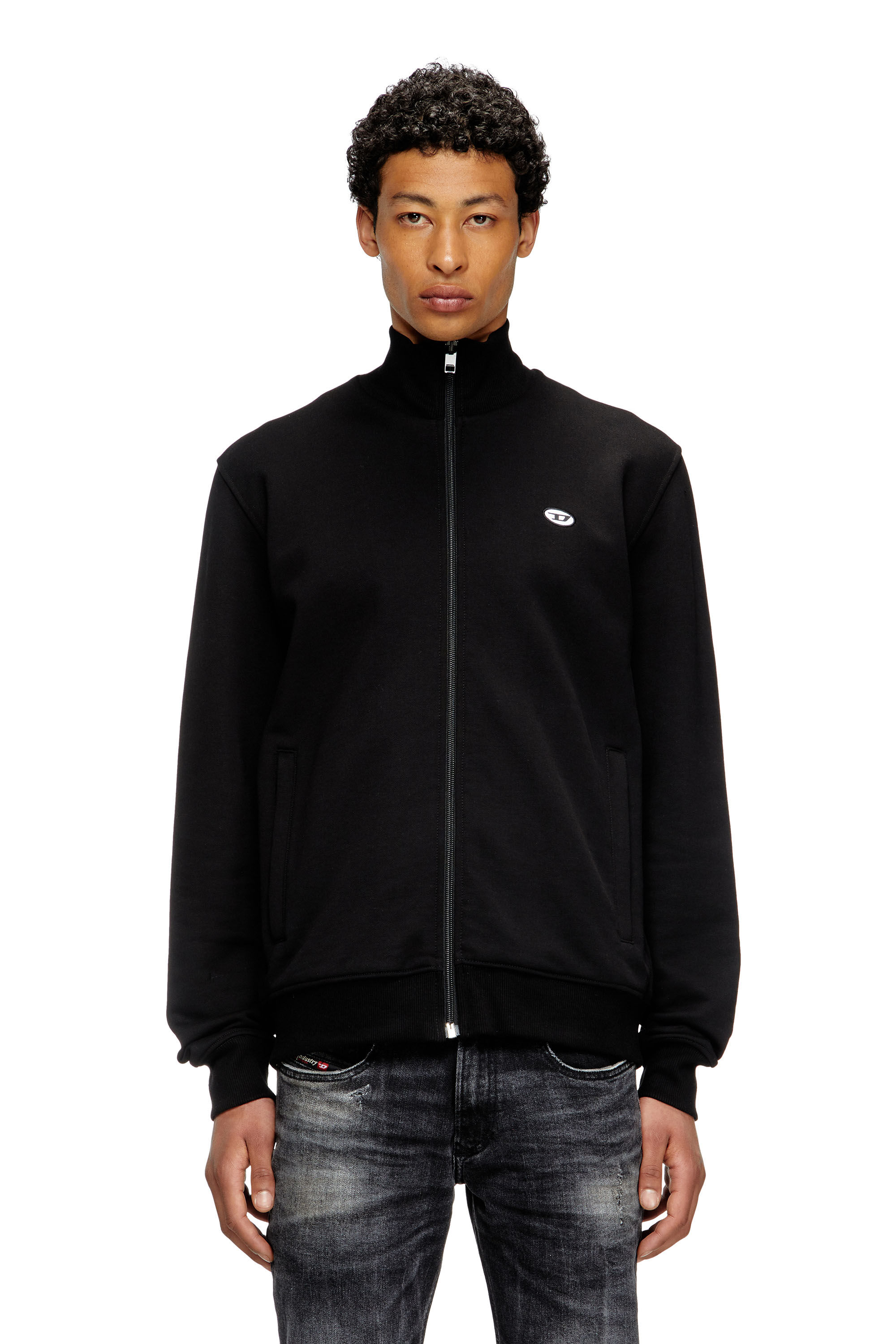 Men's Track jacket with Oval D patch | Black | Diesel