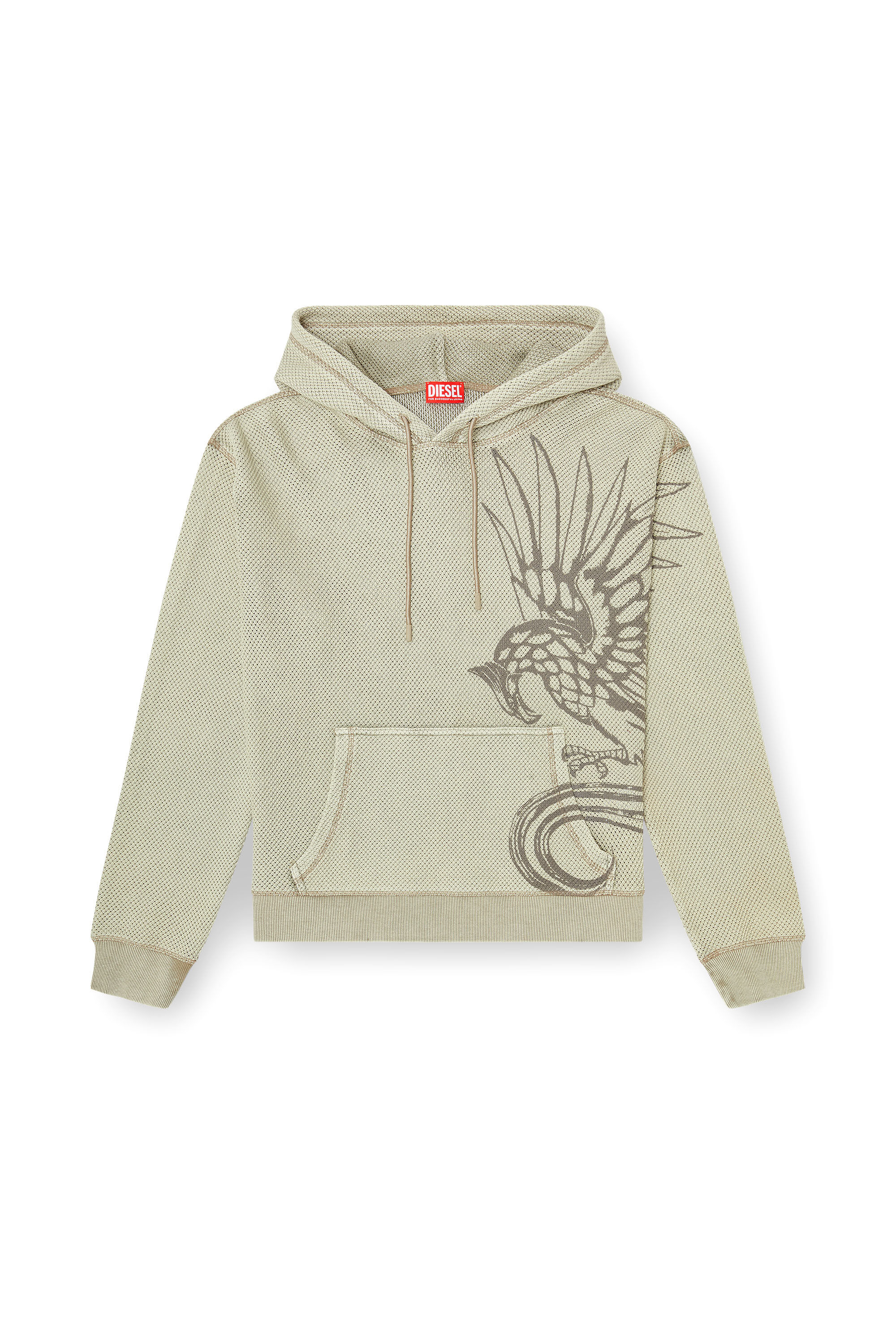 Diesel - S-NORM-HOOD-AA1, Man's Hoodie in textured cotton mesh in Beige - 4