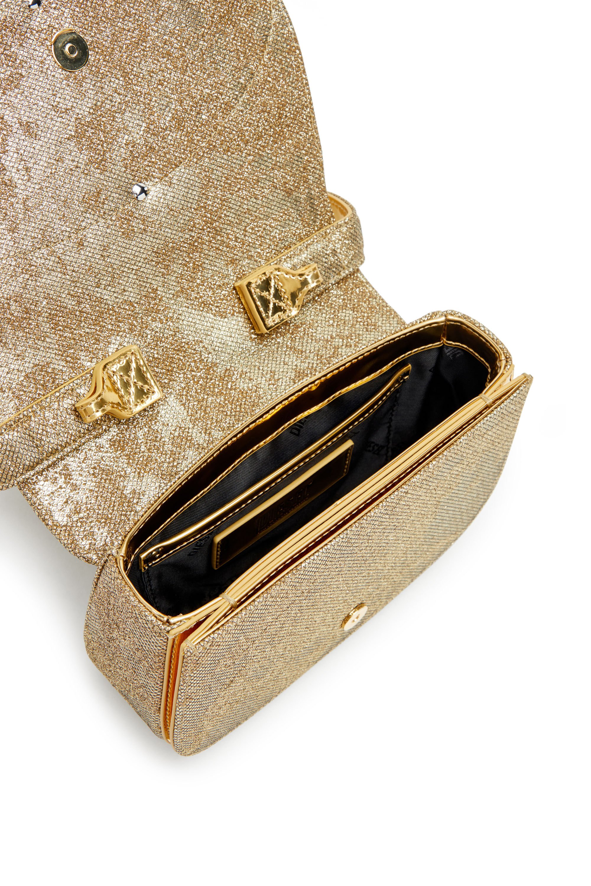 Diesel - 1DR, Woman's 1DR-Iconic 1DR bag in glitter-camo Lurex in Gold - 5