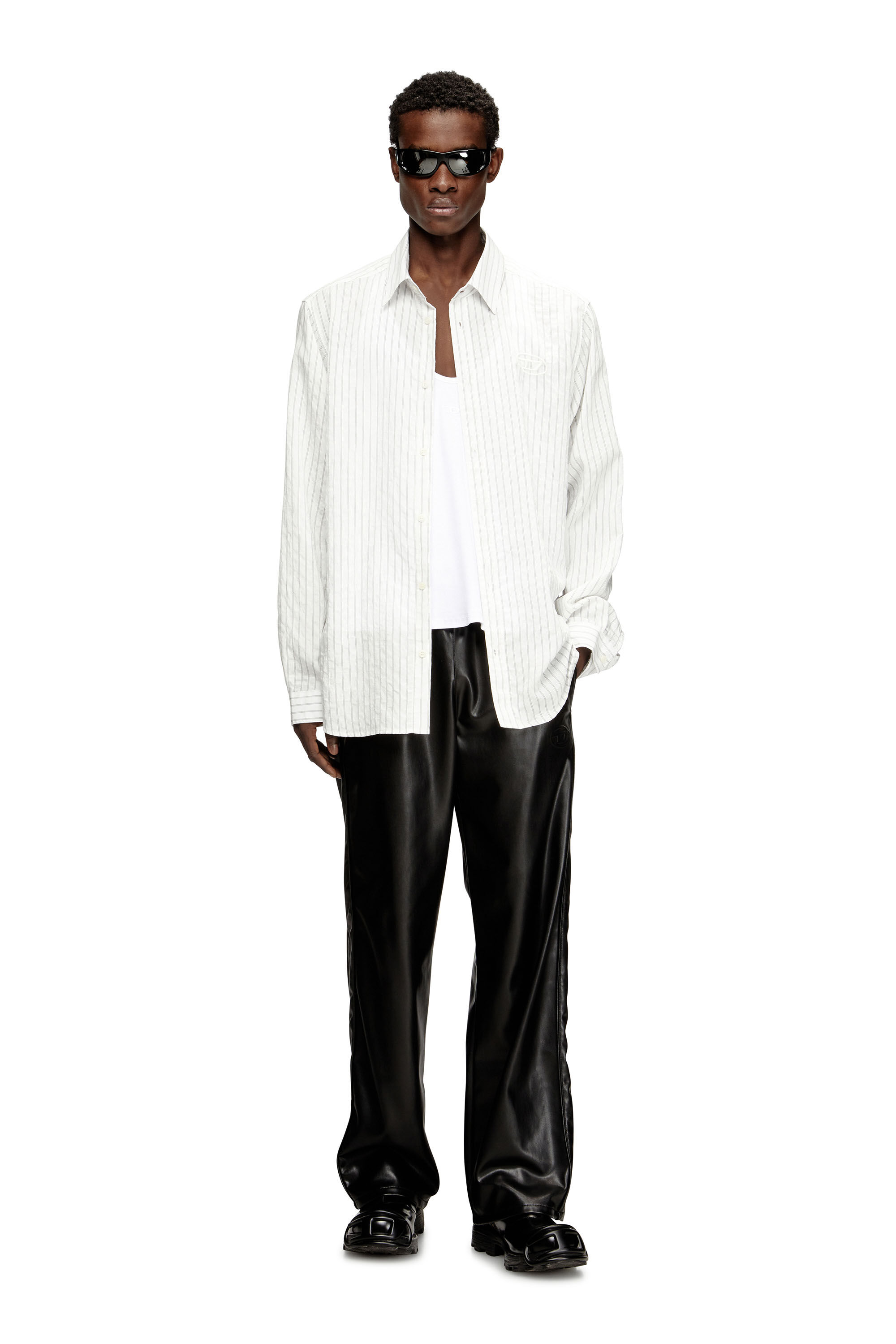 Men's Wool blend shirt with Oval D embroidery | Multicolor | Diesel