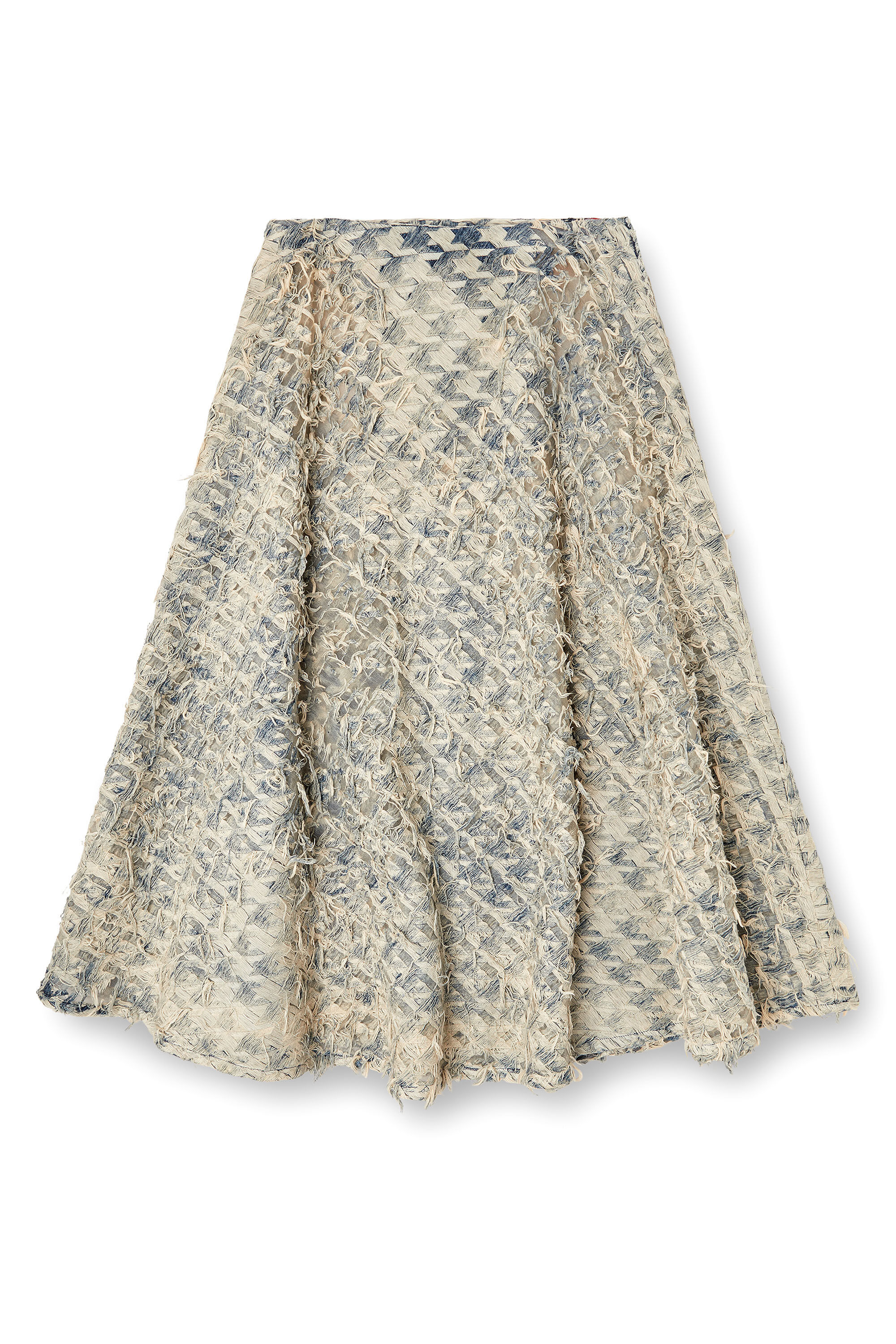 Diesel - DE-ANNINA-FSH, Woman's Long skirt in dévoré houndstooth denim in Light Blue - 6