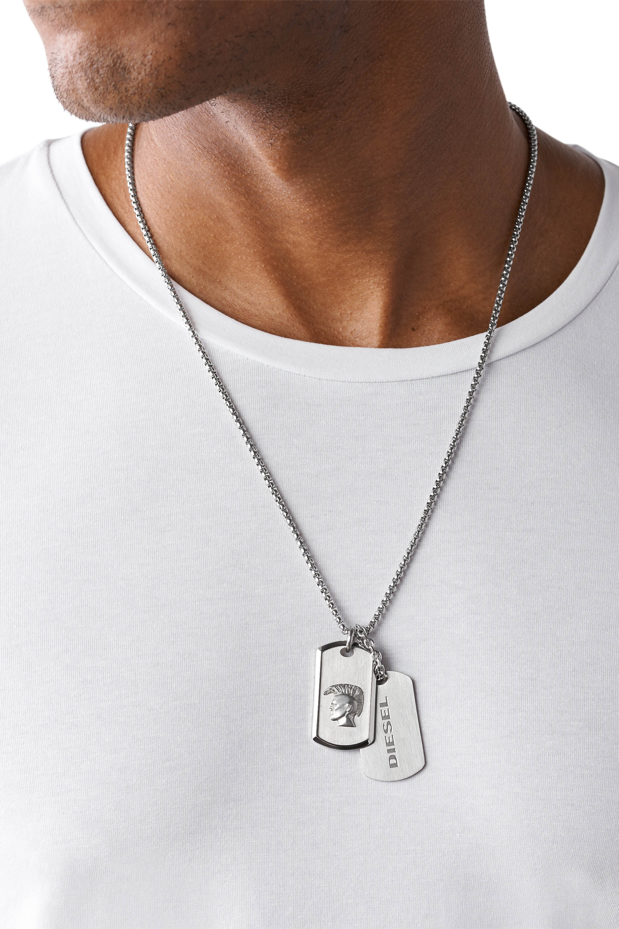 DX1210 Man Stainless Steel Double Dog Tag Necklace Diesel