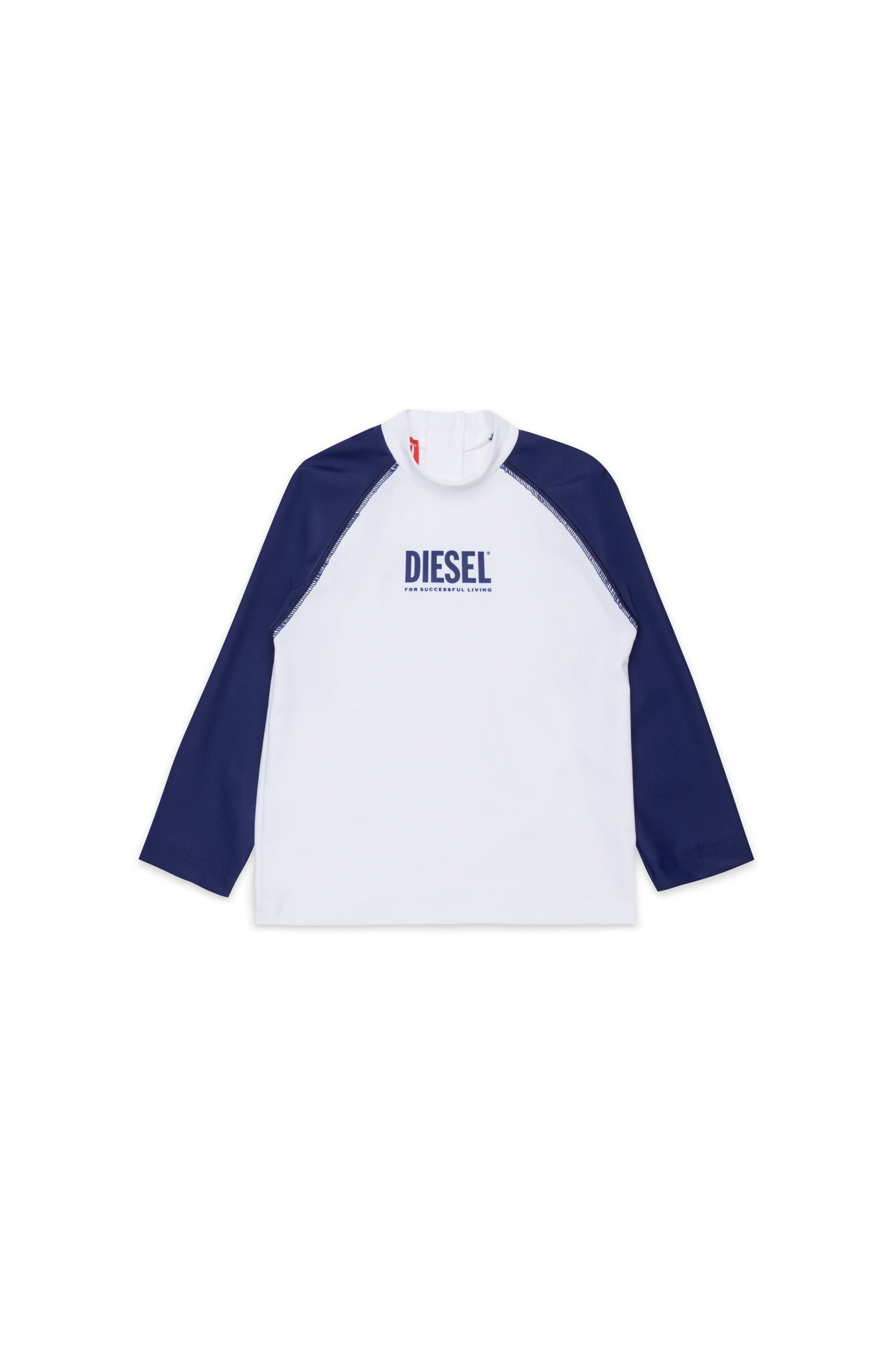 Diesel - MTRIB, Man's Rash guard with high neck in White/Blue - 1