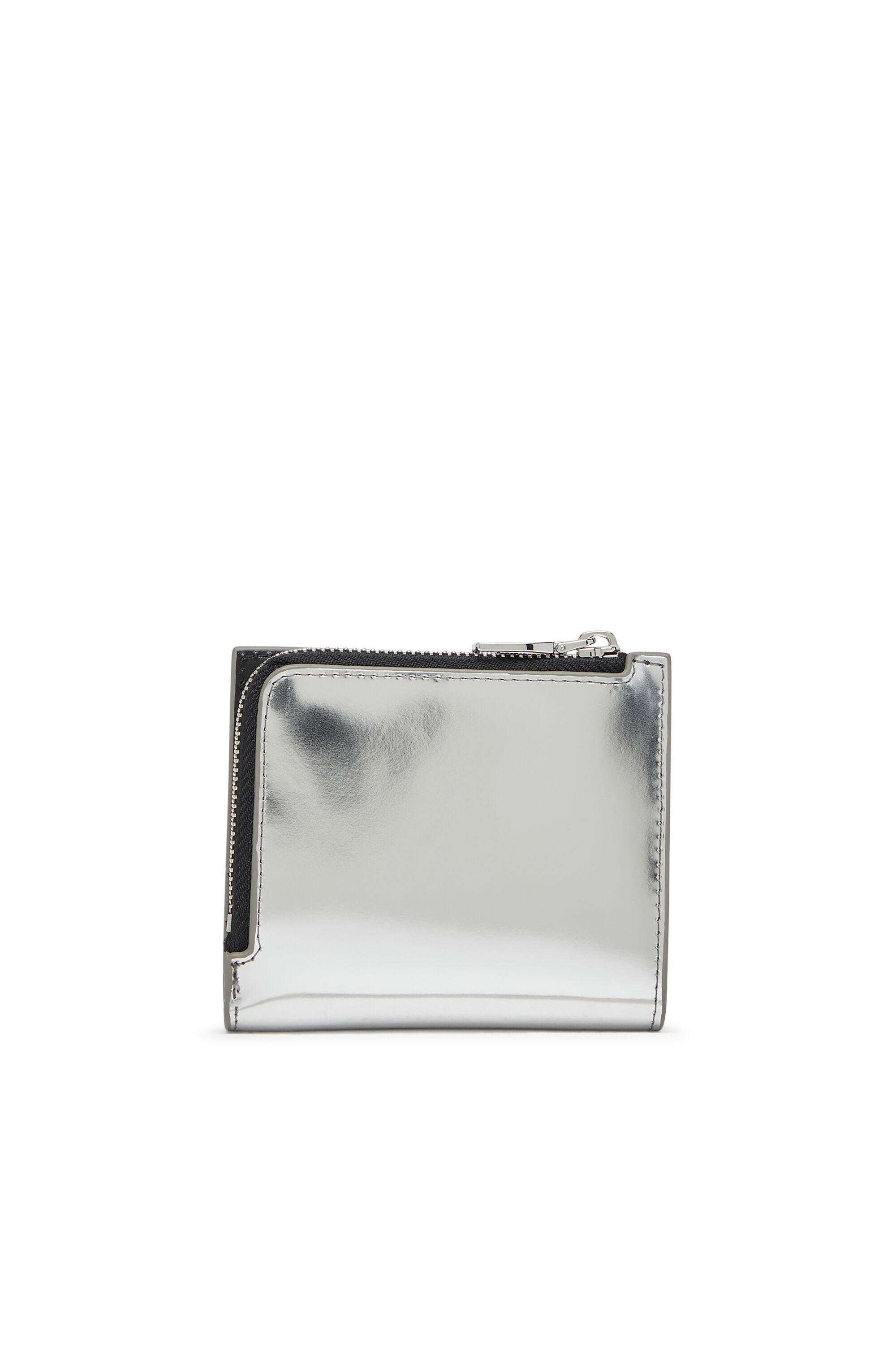 DIESEL シルバー 財布 Women's Bi-fold card holder in mirrored leather | Silver | Diesel