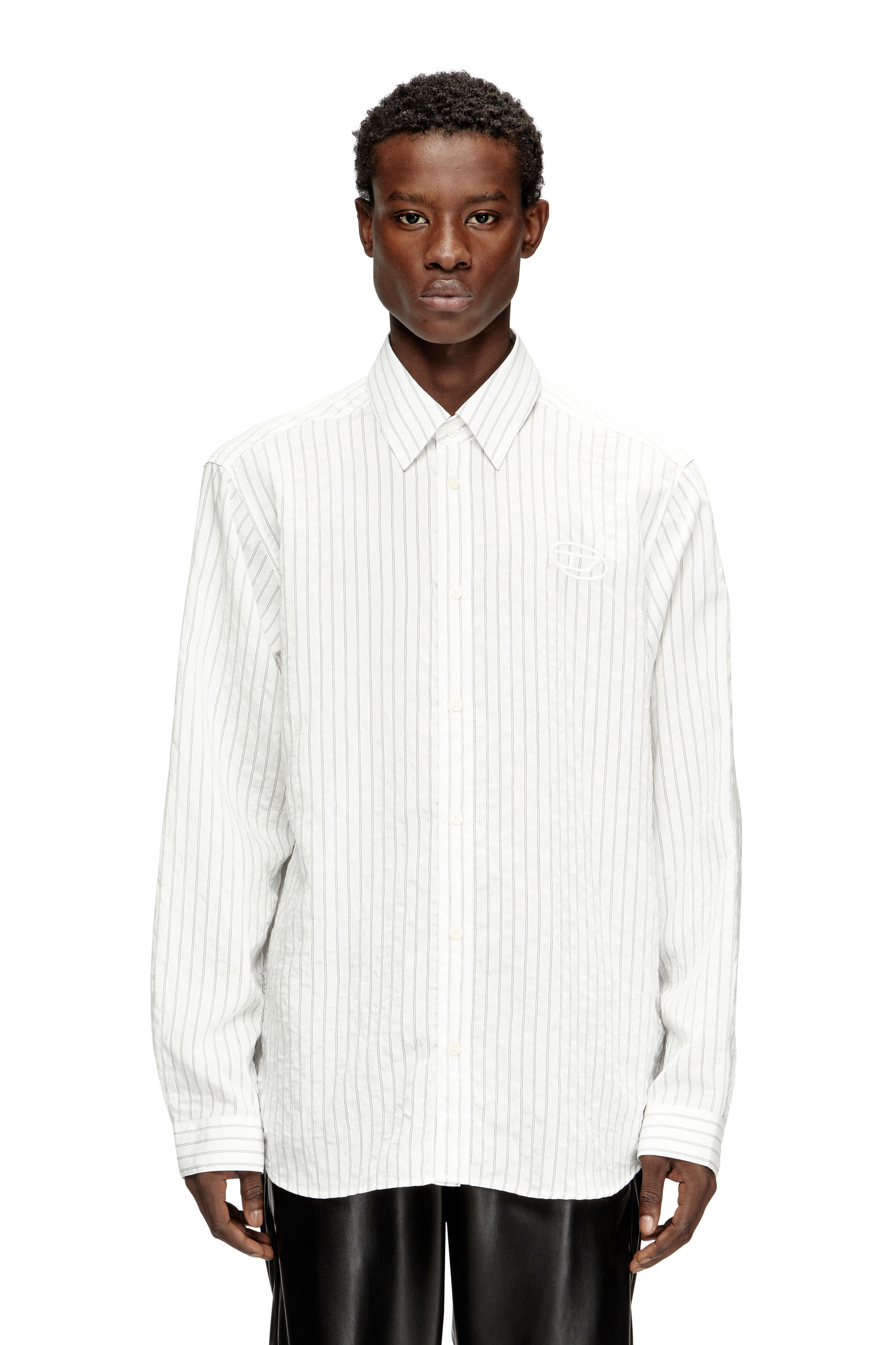 Men's Wool blend shirt with Oval D embroidery | Multicolor | Diesel