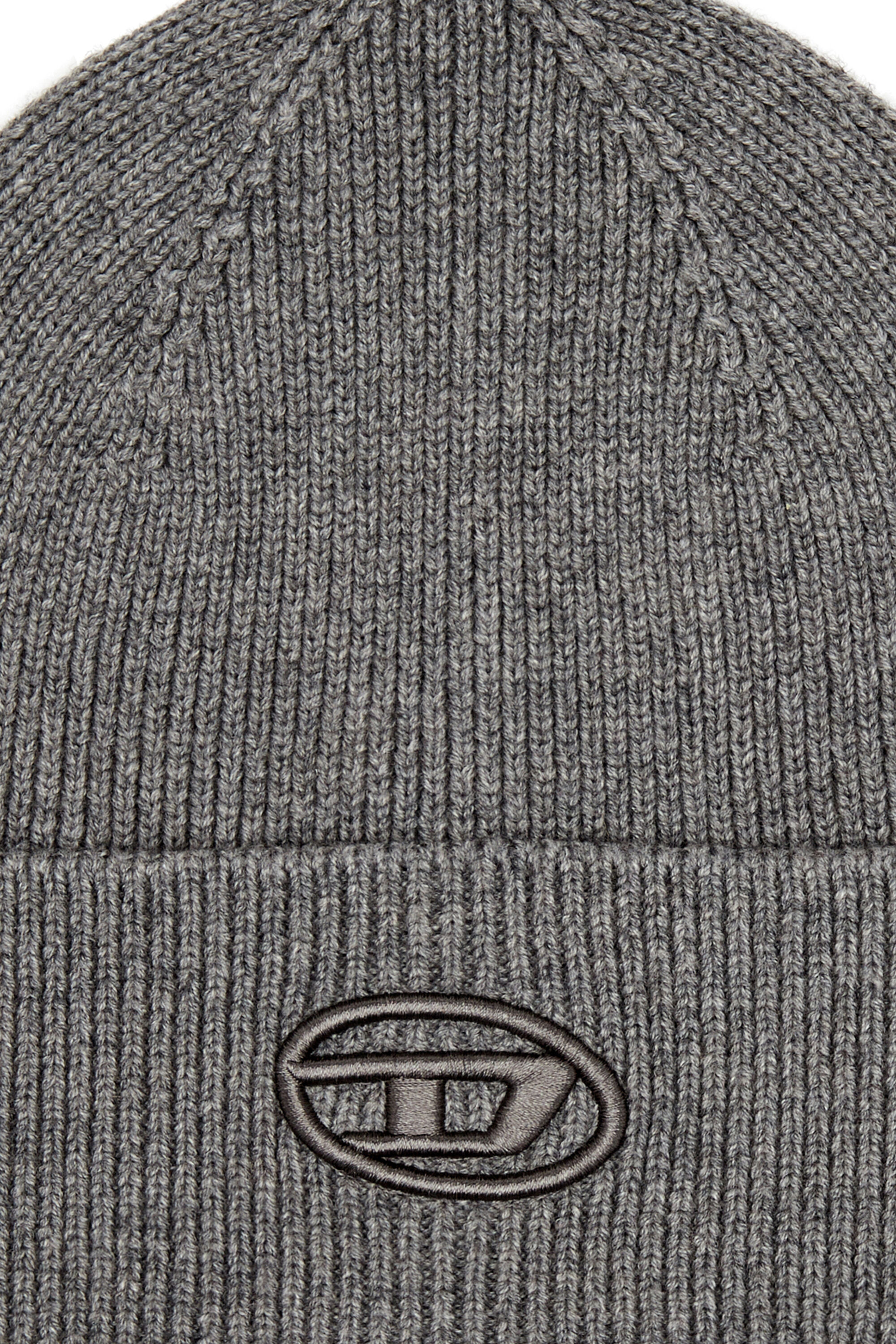 Diesel - K-CODER-FULLY B, Unisex's Ribbed beanie with D embroidery in Grey - 3