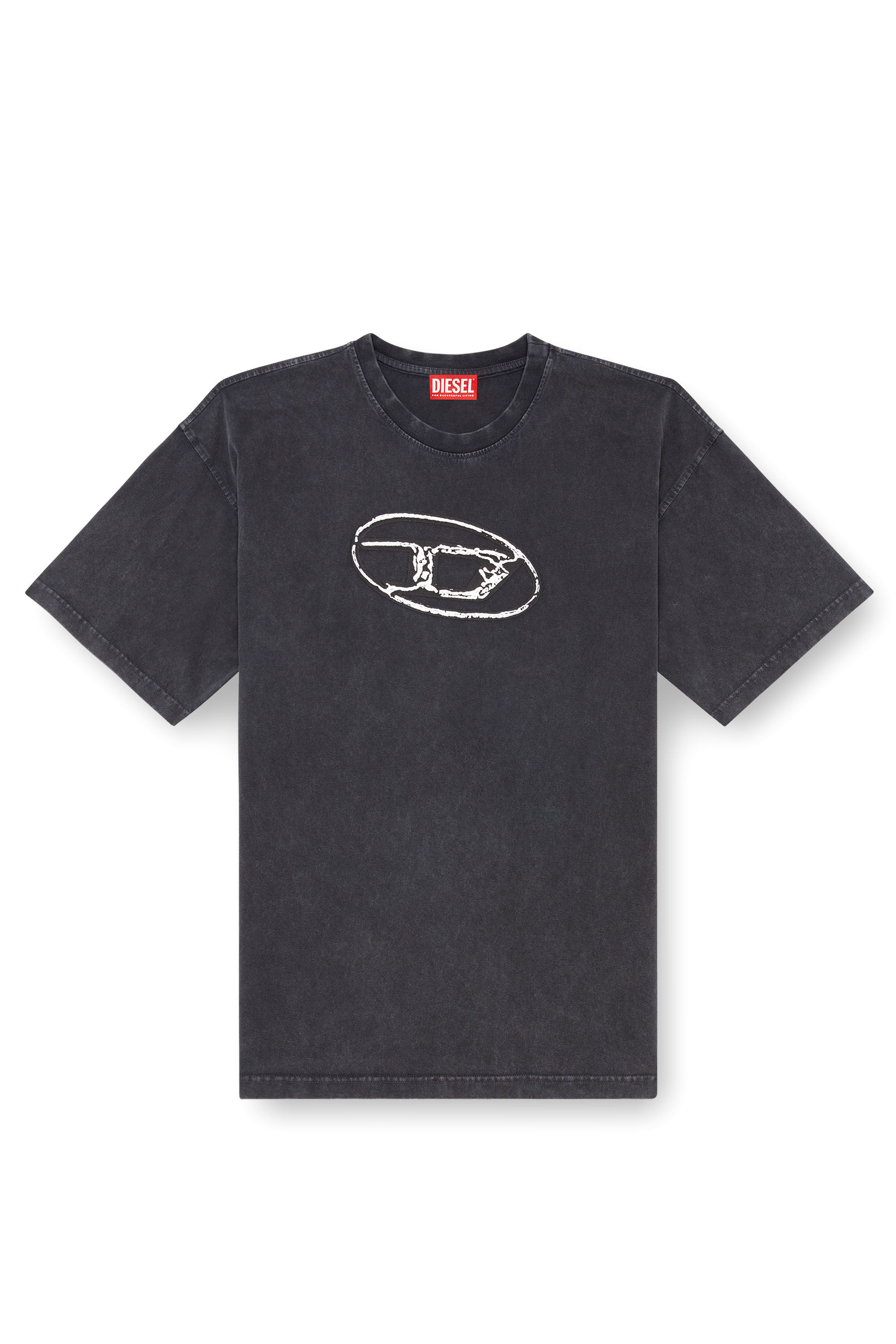 Men's Faded T-shirt with Oval D print | Black | Diesel