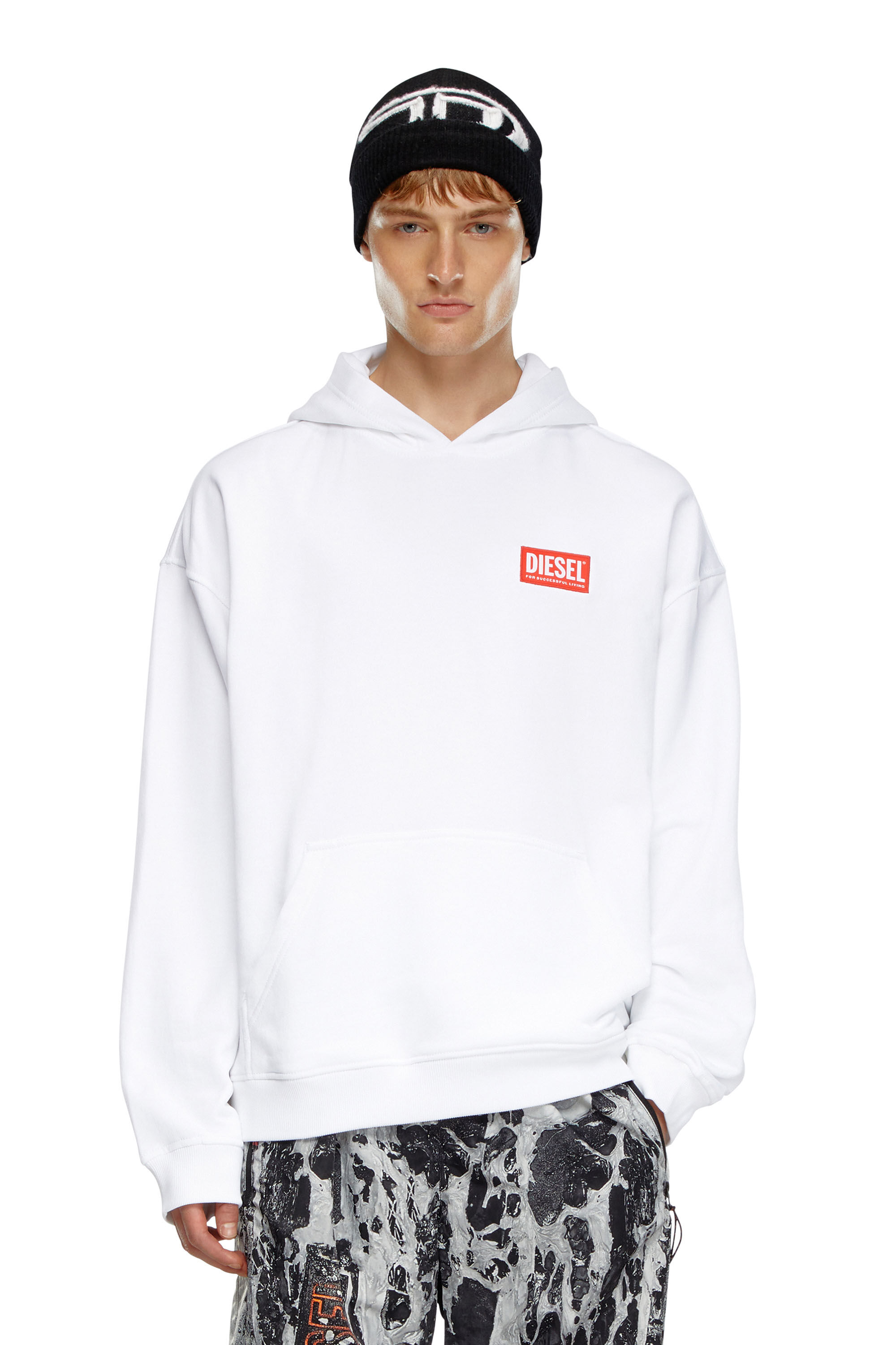 DIESEL★S-BOXT-HOOD-LAB SWEATSHIRT Men's Hoodie with Diesel label | Black | Diesel