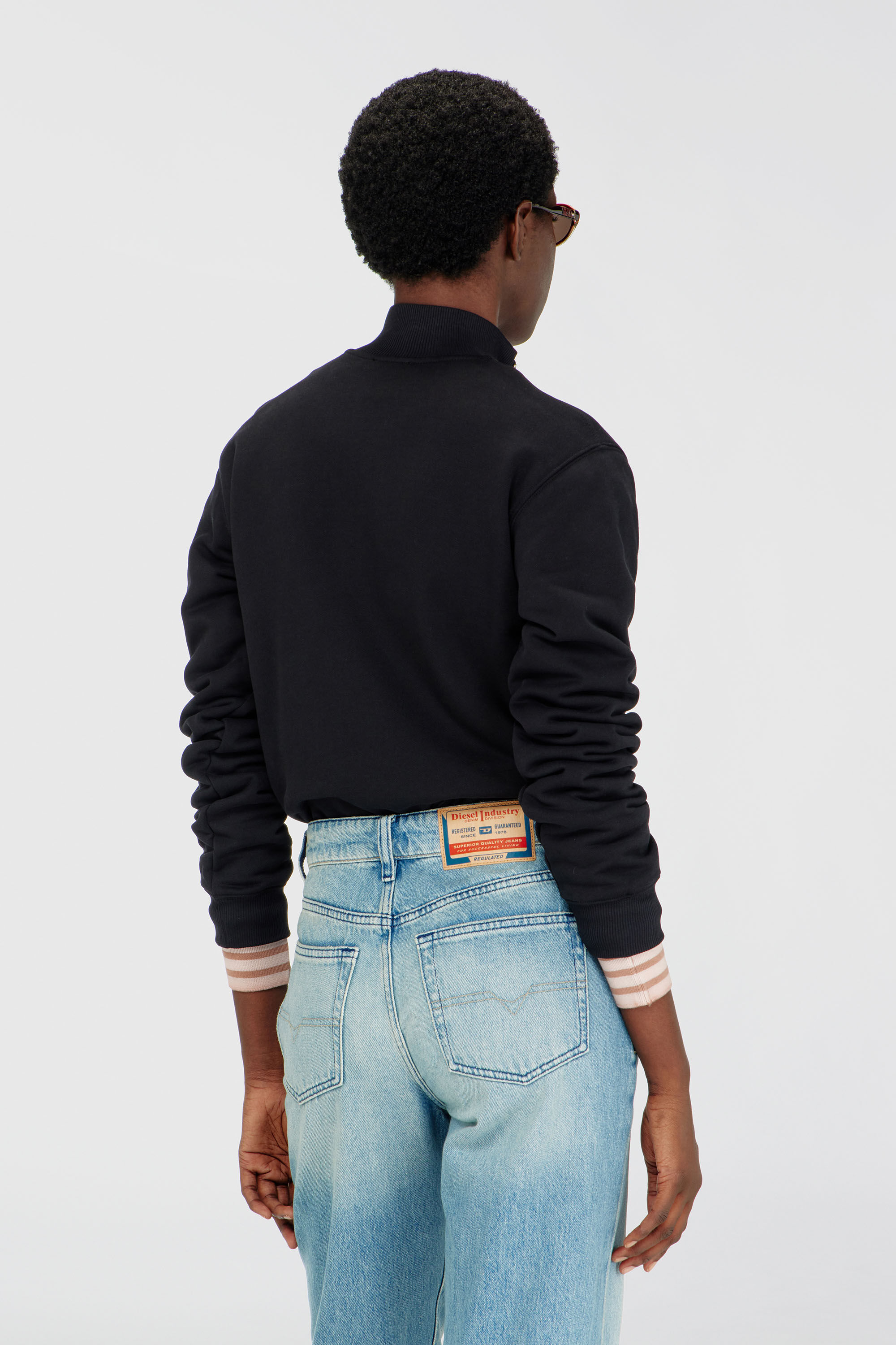 Women's Zip-up sweatshirt with cut-out logo | Black | Diesel