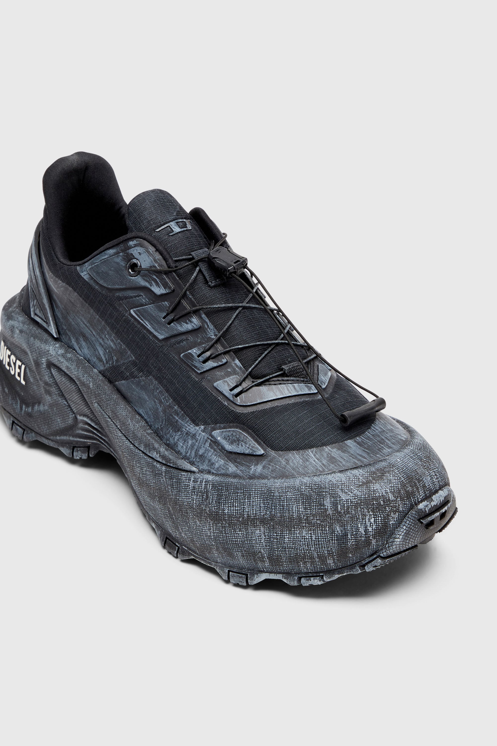 Men's D-Cage-Distressed chunky sneakers in ripstop | Black | Diesel TR