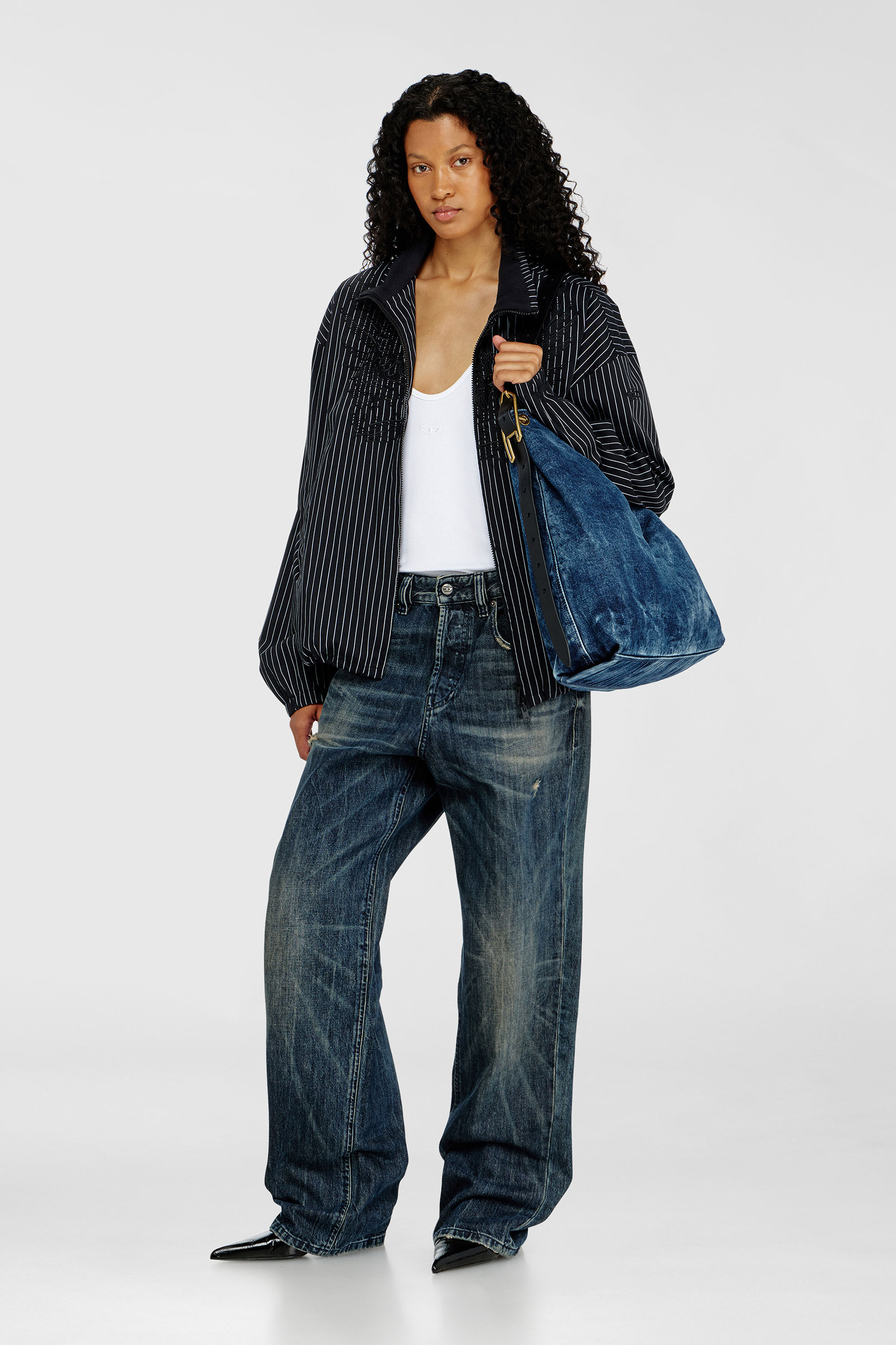 Women's D-Line-Denim hobo bag | Blue | Diesel {{Country}}
