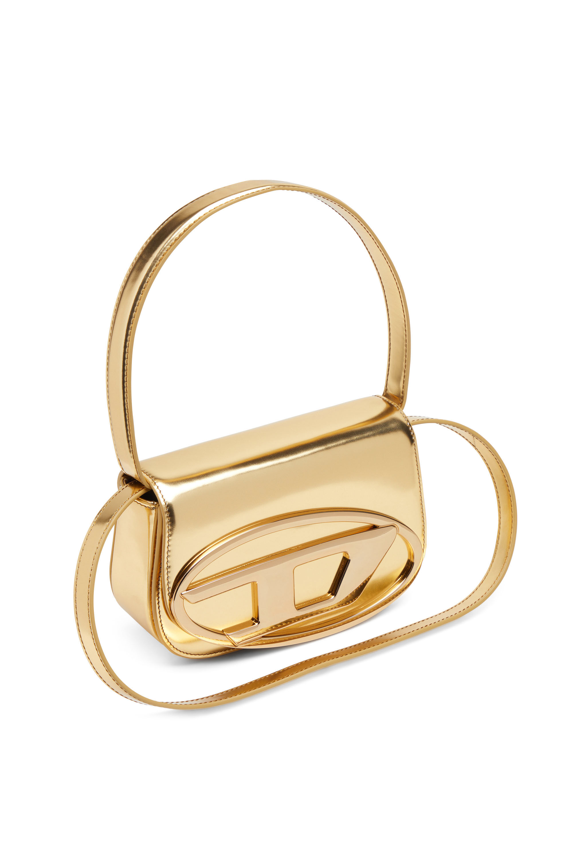 Women's 1DR-Iconic shoulder bag in mirrored leather | Gold
