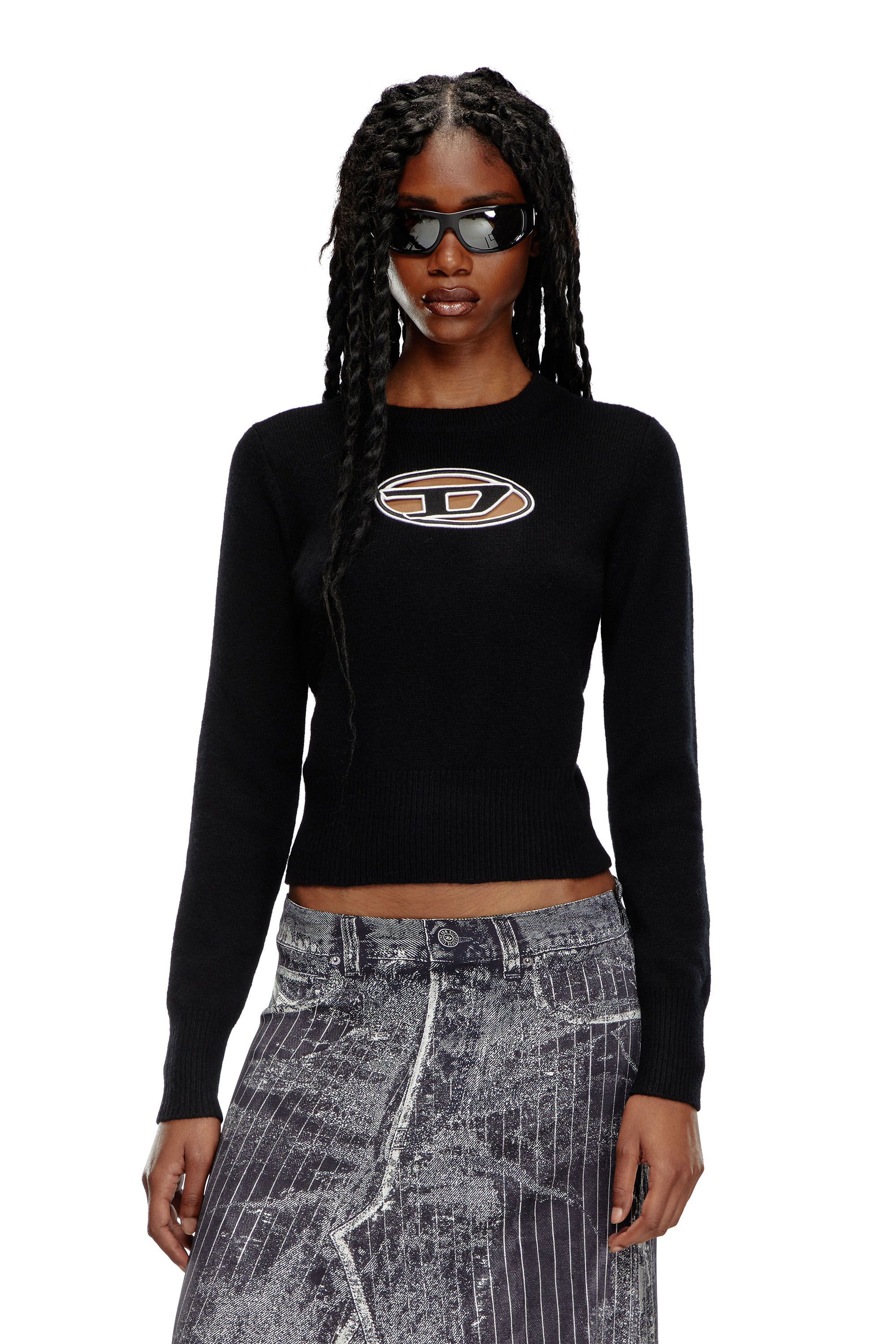 M-AREESA Woman: Jumper with embroidered cut-out logo | Diesel