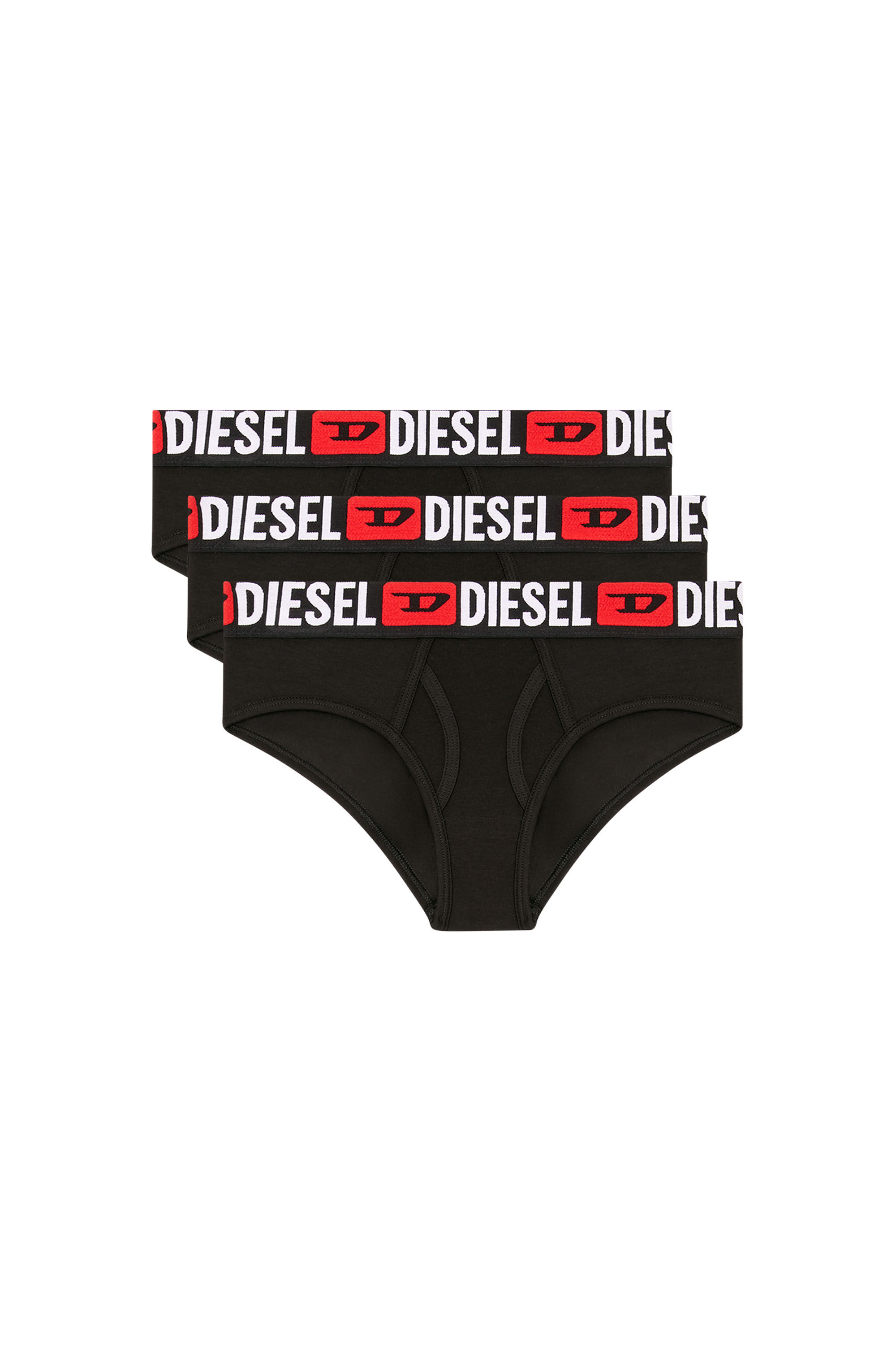Women's Three-pack briefs with maxi-logo waist | Black | Diesel