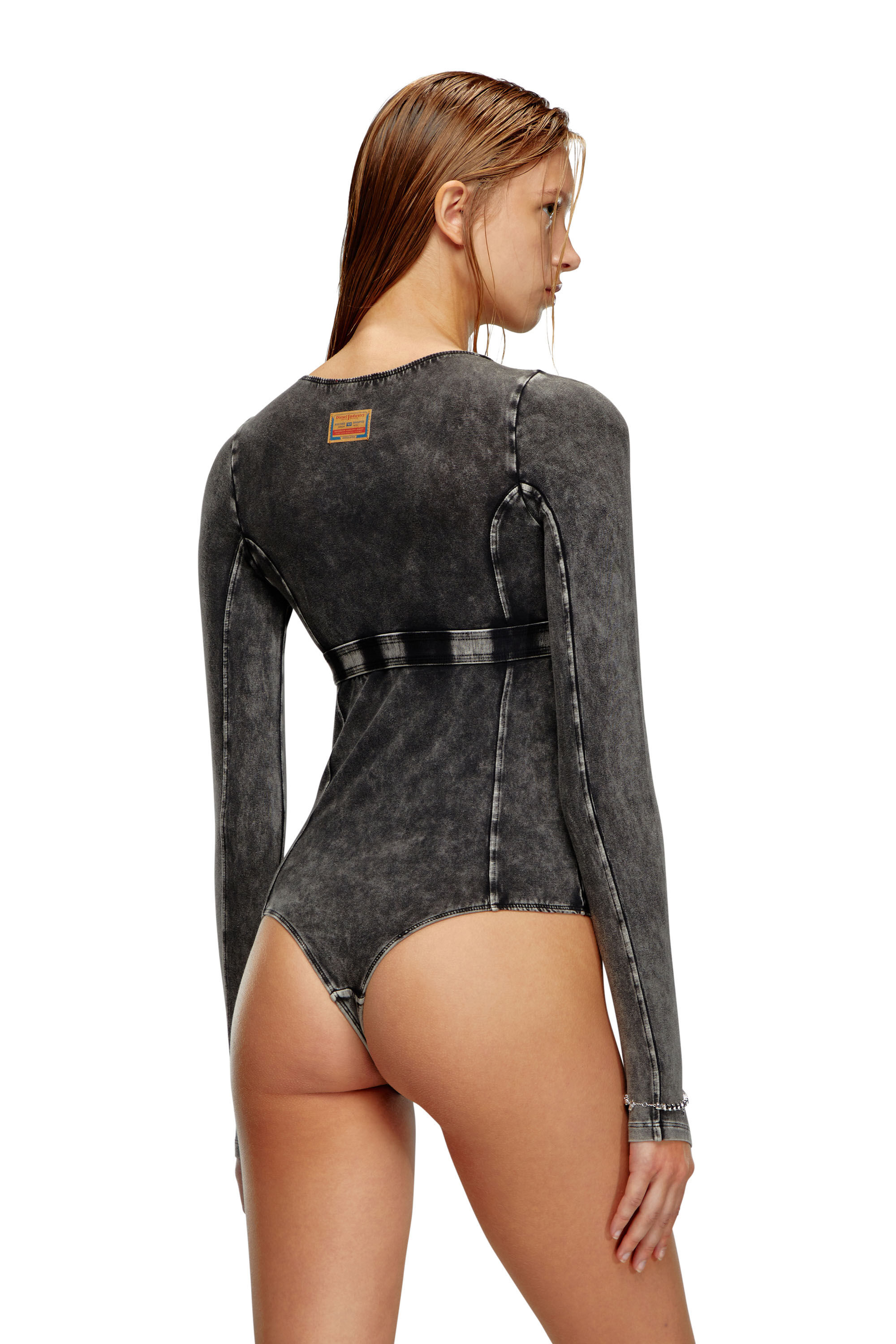 Women s Long sleeve bodysuit in denim effect jersey UFBY NIKLA
