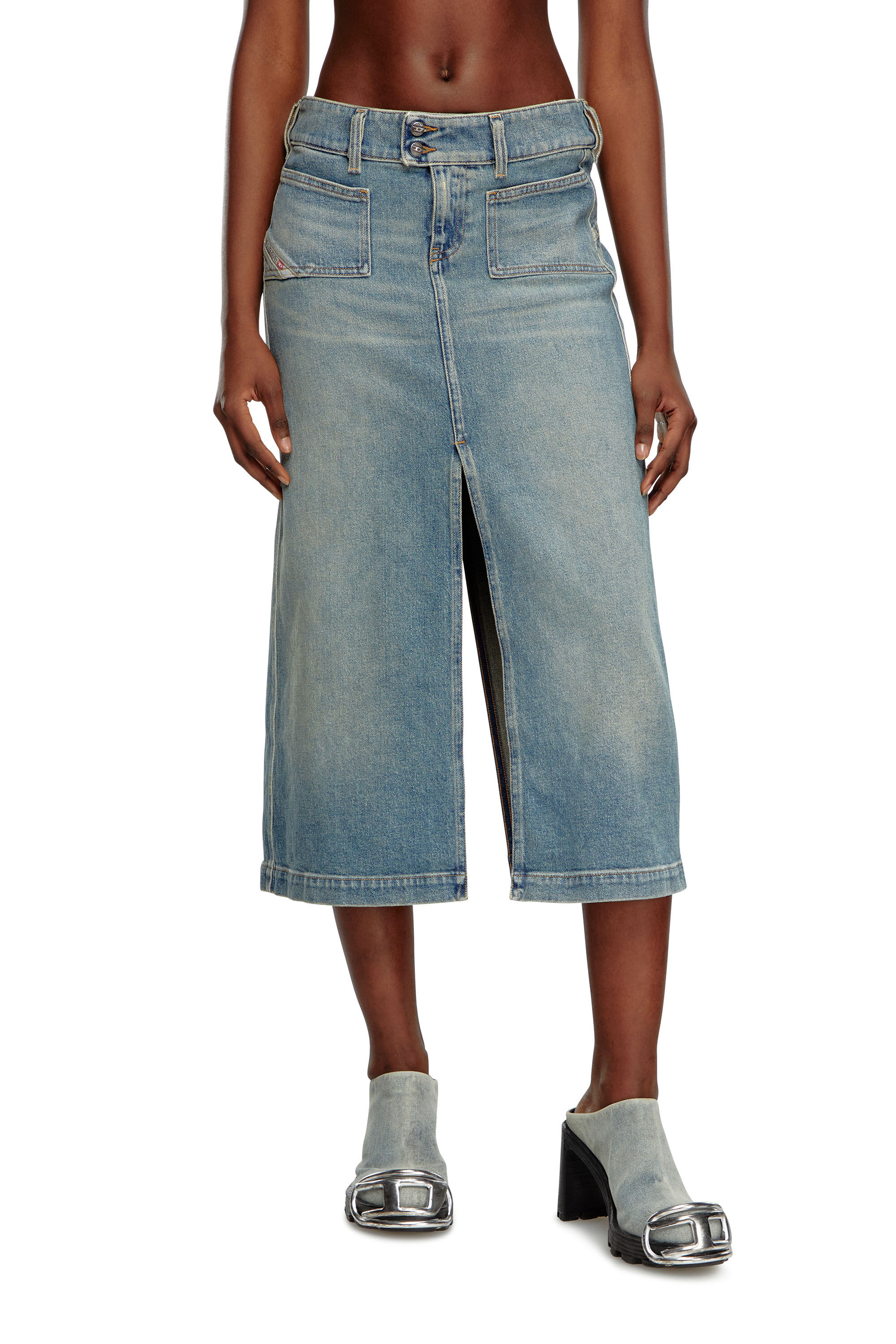 Women's Midi skirt in denim | Blue | Diesel