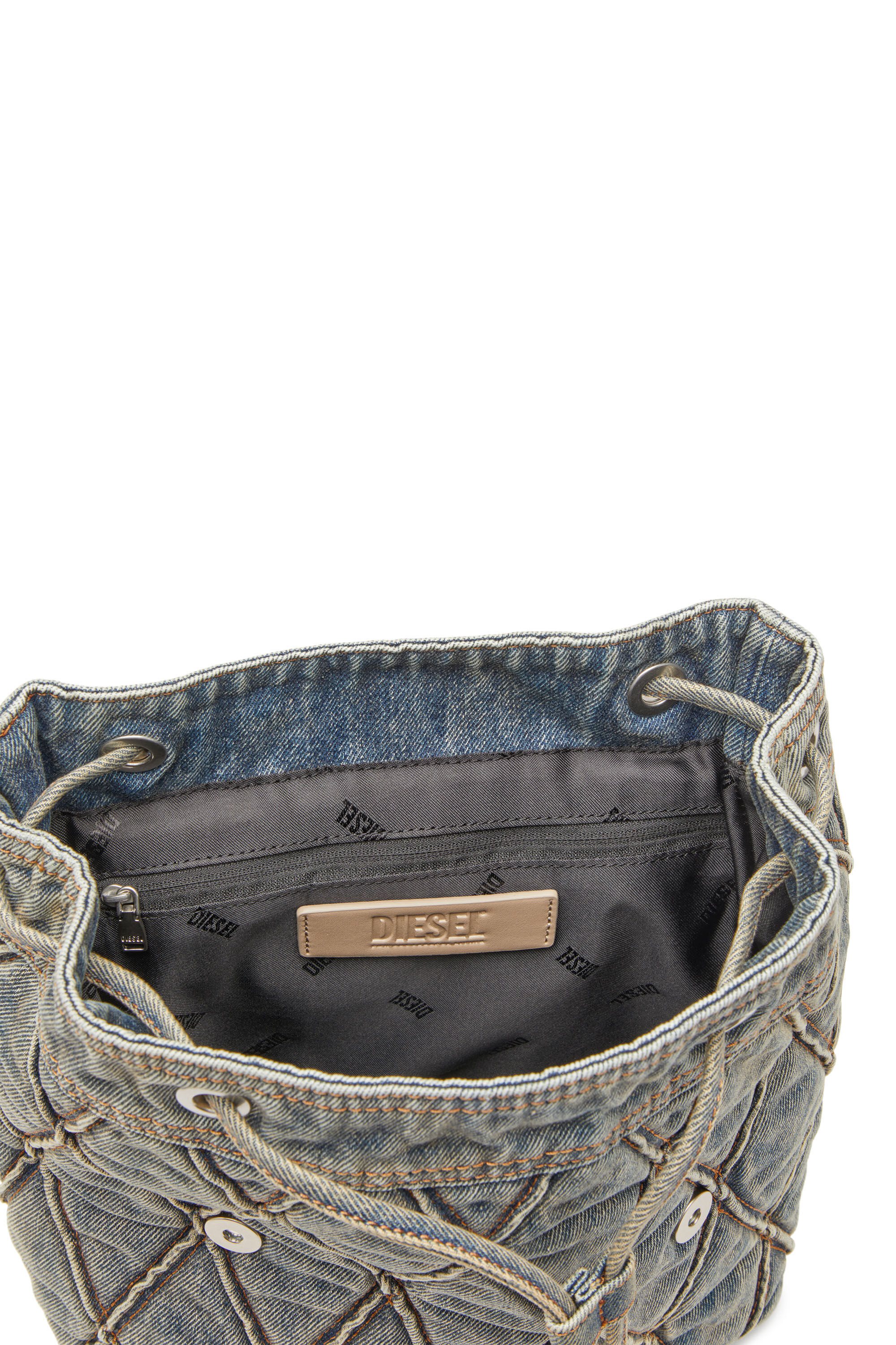 Diesel - CHARM-D BACKPACK S, Woman's Charm-D S-Backpack in Argyle quilted denim in Blue - 2