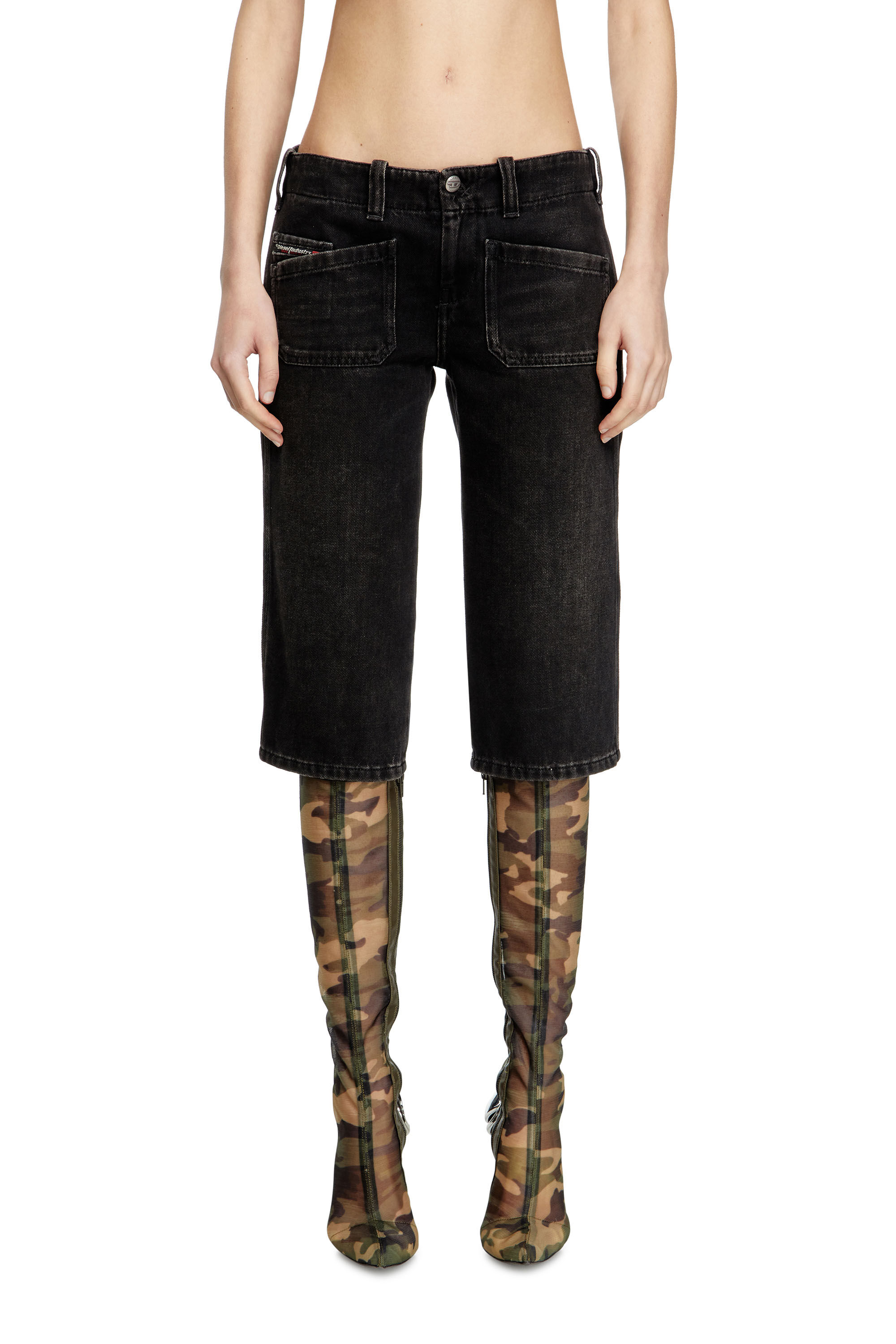 Women's Capri shorts in denim | Black | Diesel